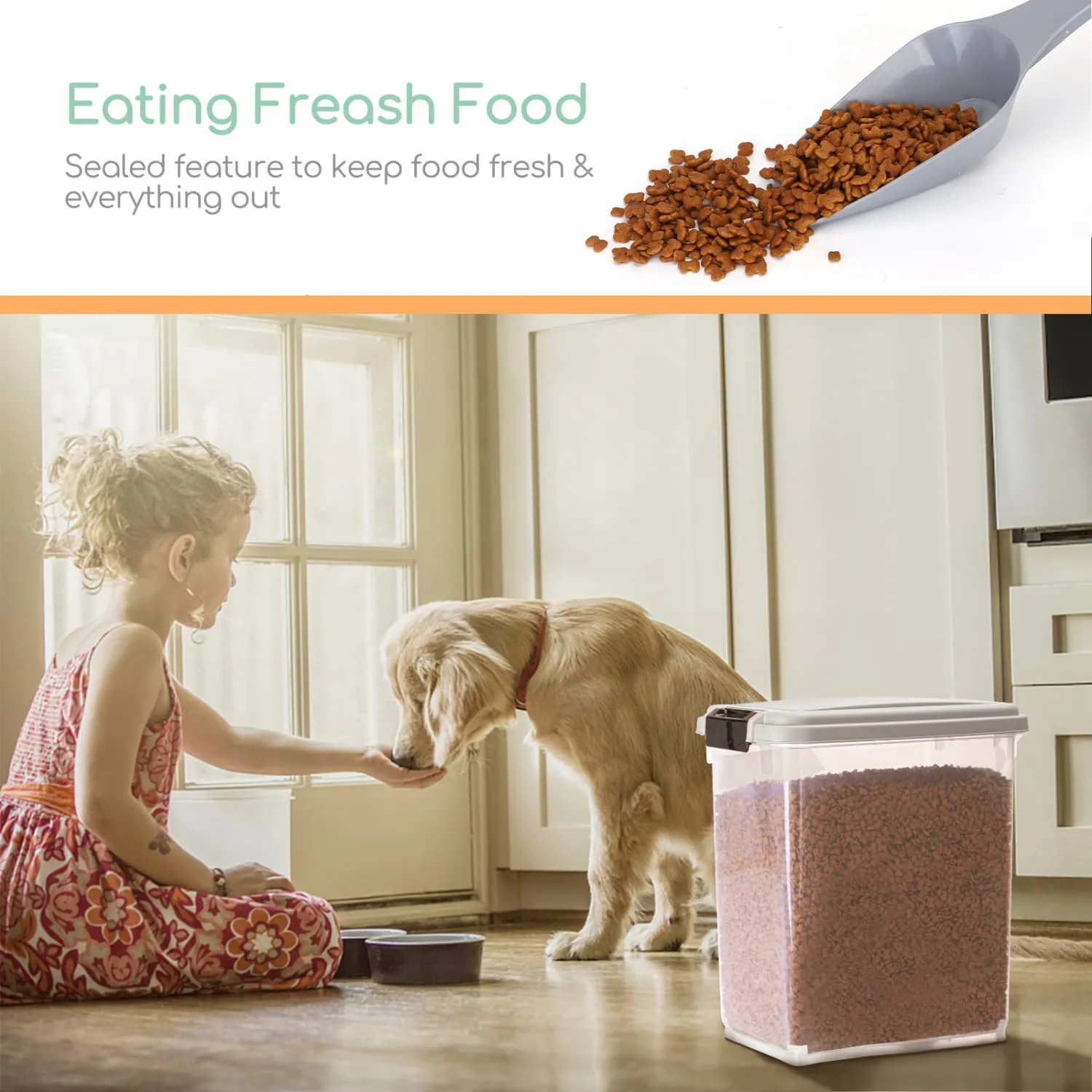 Nobleza Contenitore per Cibo per Animali 20 L, Ermetico con Ruote e Pala, Grigio - immagine 5