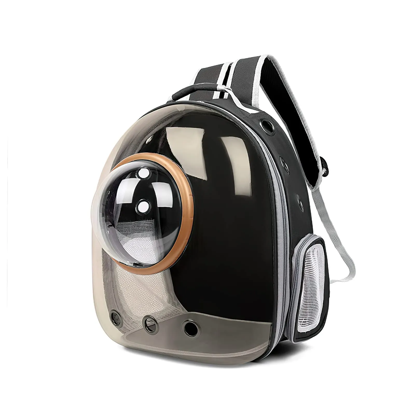Galatée Zaino Bubble per Gatti e Animali Domestici, Borsa Trasparente Impermeabile con Capsula Ventilata (Nero, Copertura Dorata) - immagine 1