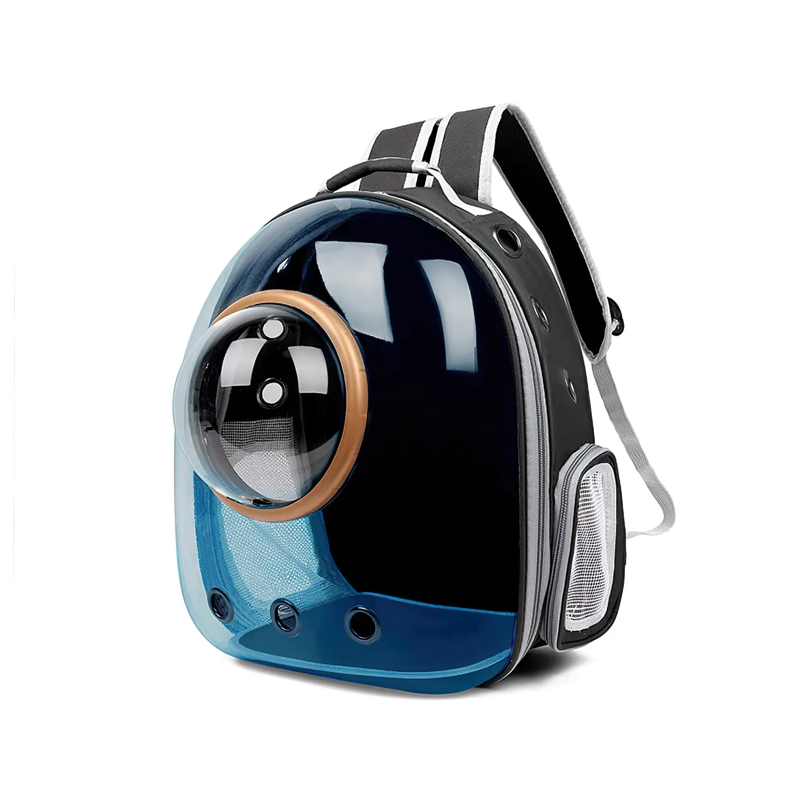 Galatée Zaino per Gatti e Animali Domestici Bubble, Borsa Trasparente Impermeabile con Capsula Ventilata (Nero, Copertina Azzurra) - immagine 1