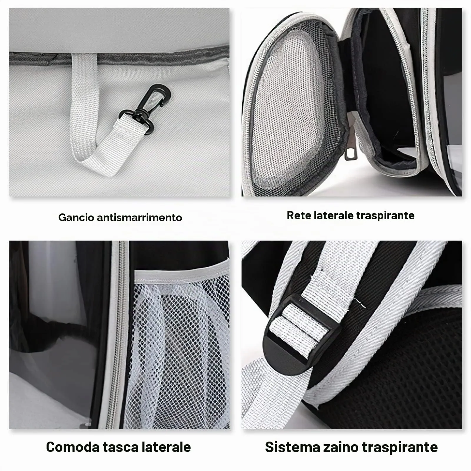 Galatée Zaino per Gatti e Animali Domestici Bubble, Borsa Trasparente Impermeabile con Capsula Ventilata (Nero, Copertina Azzurra) - immagine 3