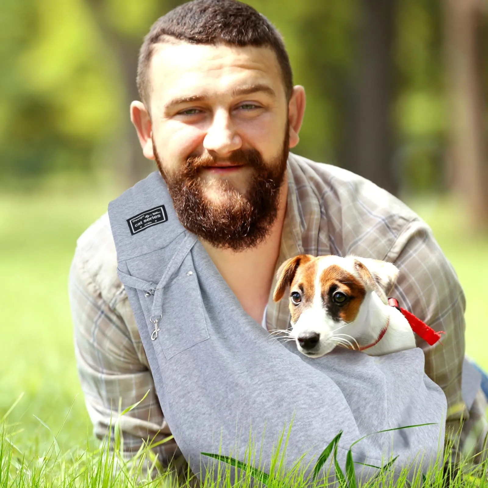 Halinuia Borsa per Cani e Cuccioli Reversibile, fino a 7,5 kg, Grigio - immagine 5