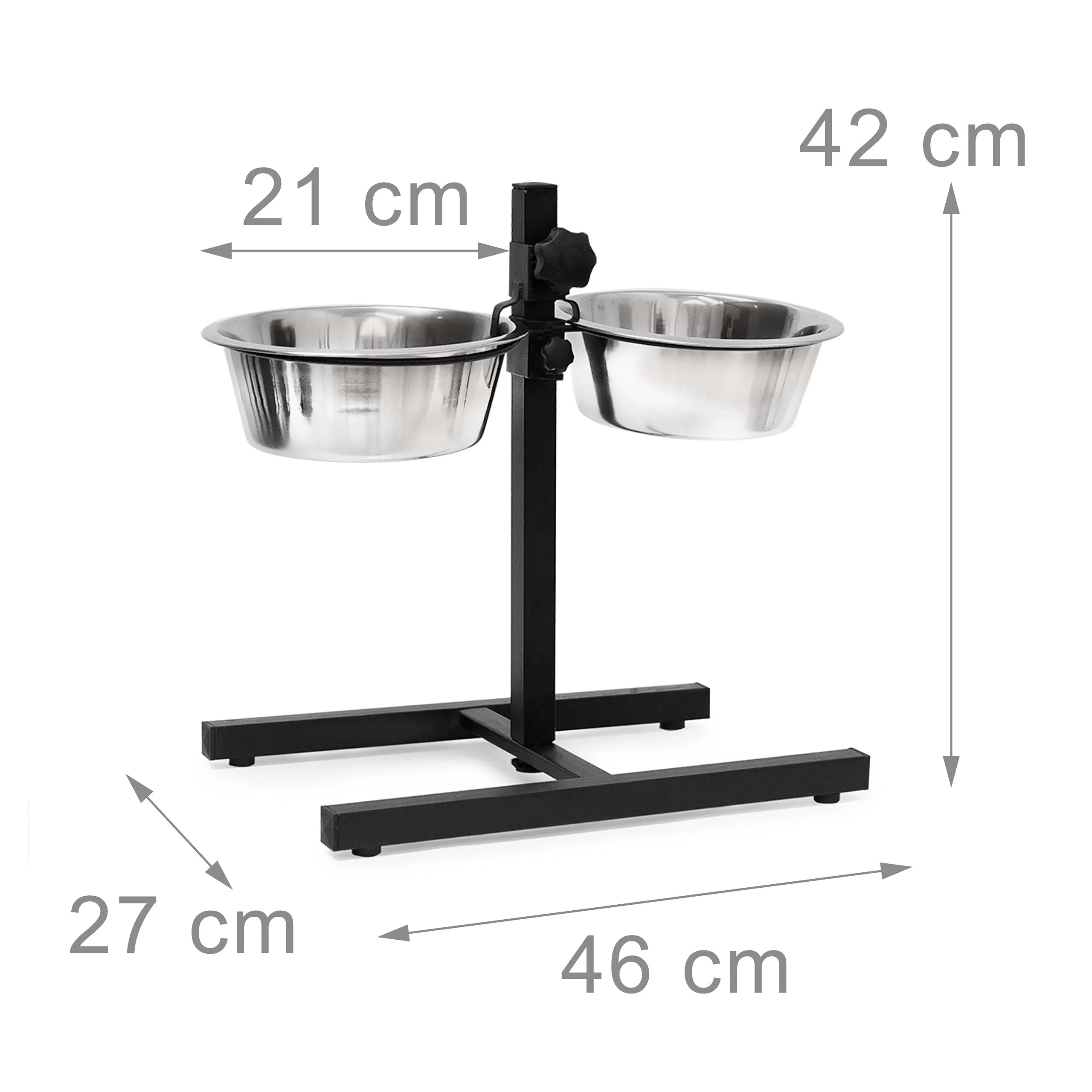 Relaxdays Ciotole Rialzate per Cani in Acciaio, 1,6 l, 42x46x27 cm, Supporto Regolabile Antiscivolo, Argentato - immagine 4