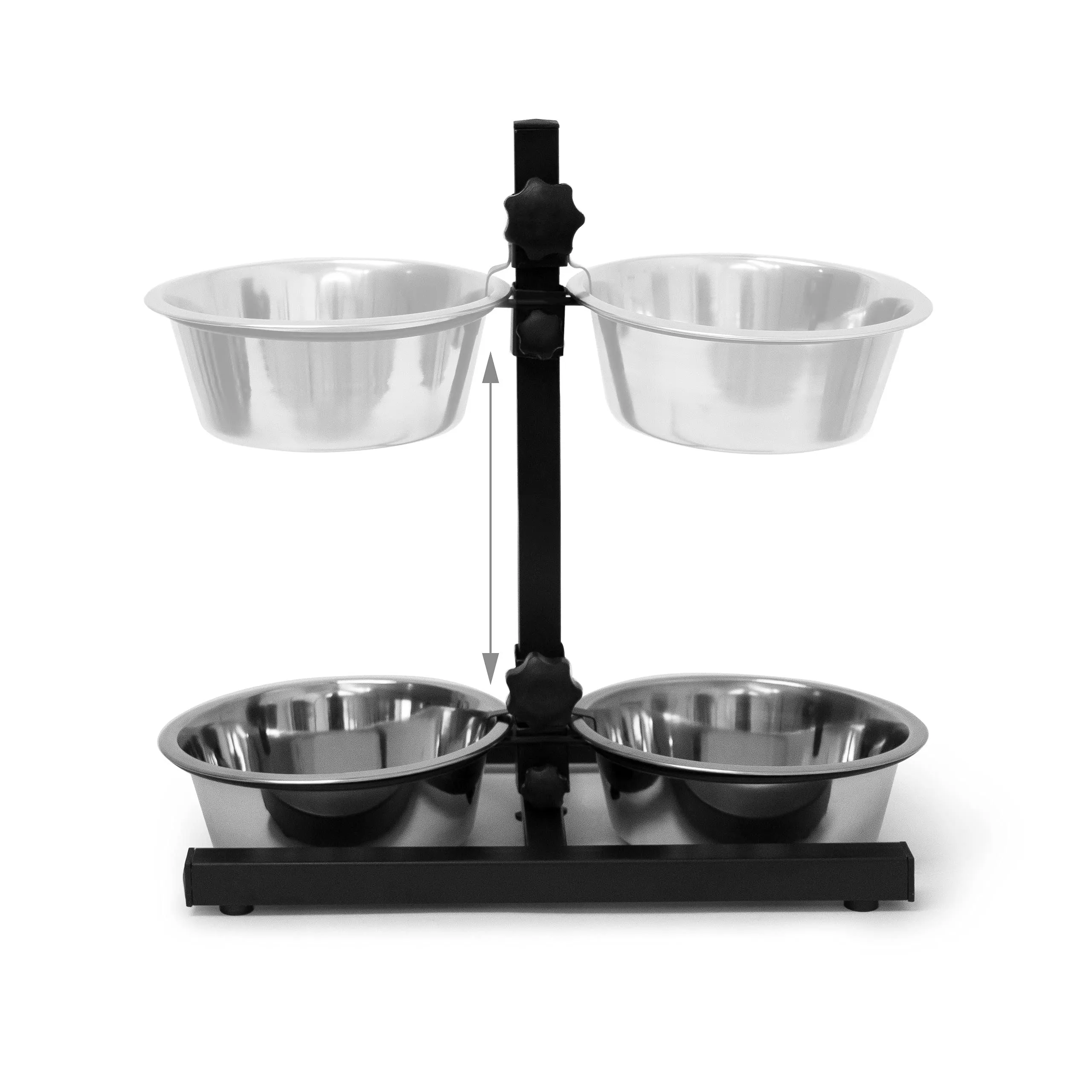 Relaxdays Ciotole Rialzate per Cani in Acciaio, 1,6 l, 42x46x27 cm, Supporto Regolabile Antiscivolo, Argentato - immagine 6