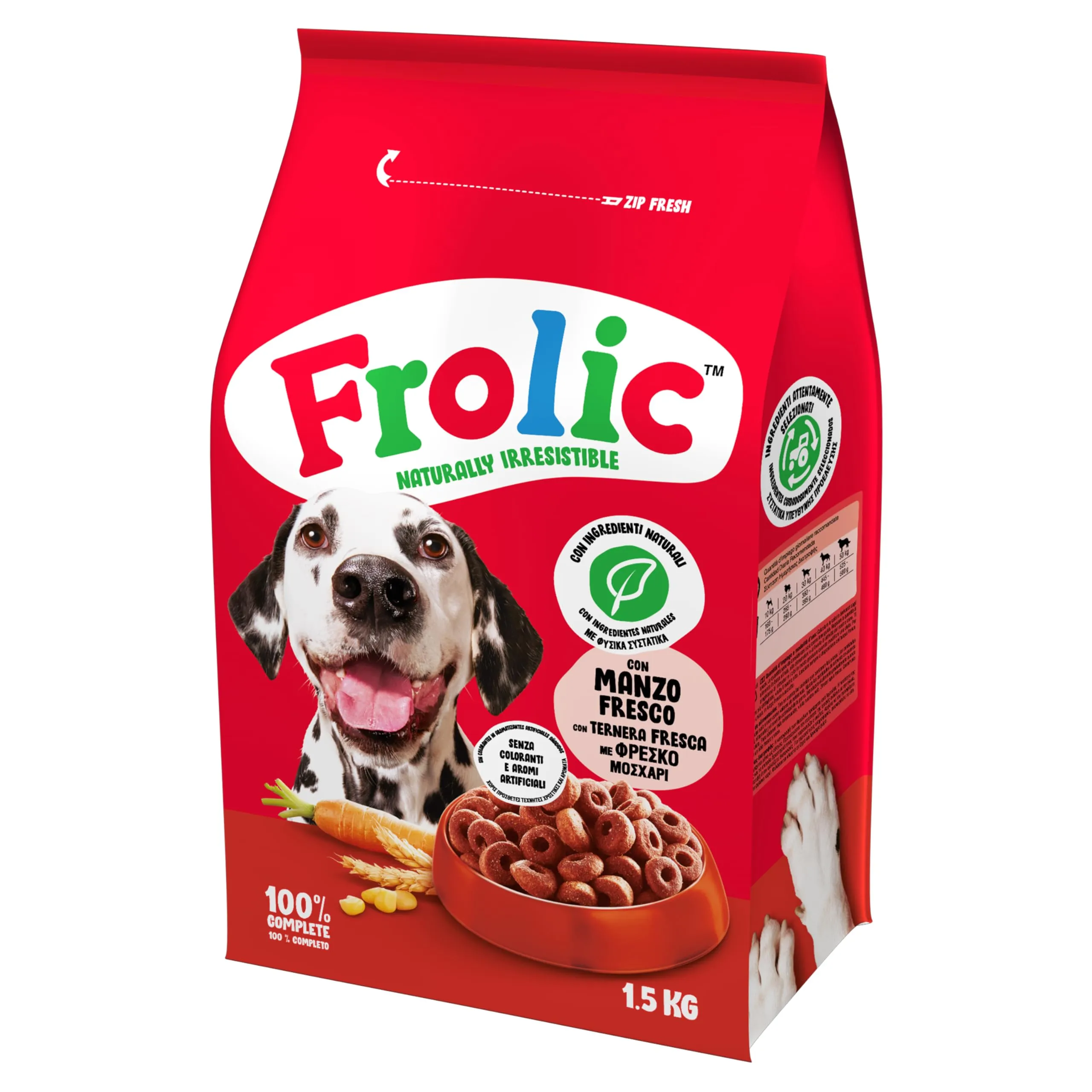 Frolic Complete Croccantini per Cane Manzo, Carote e Cereali, 4 x 1,5 kg - immagine 1