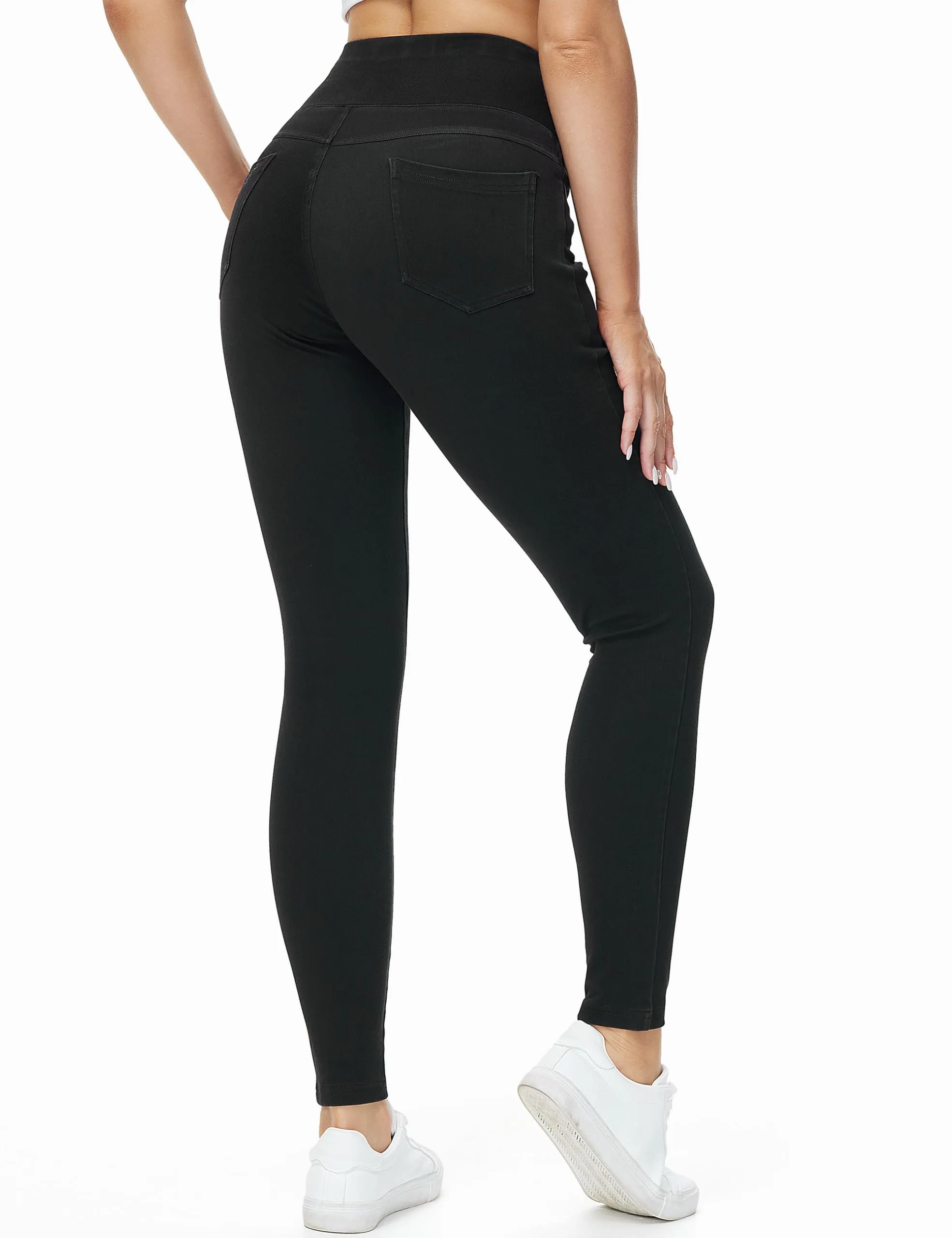 The Gym People Pantaloni Jeggings a Vita Alta da Donna, Tinta Unita, Nero, 3XL - immagine 2