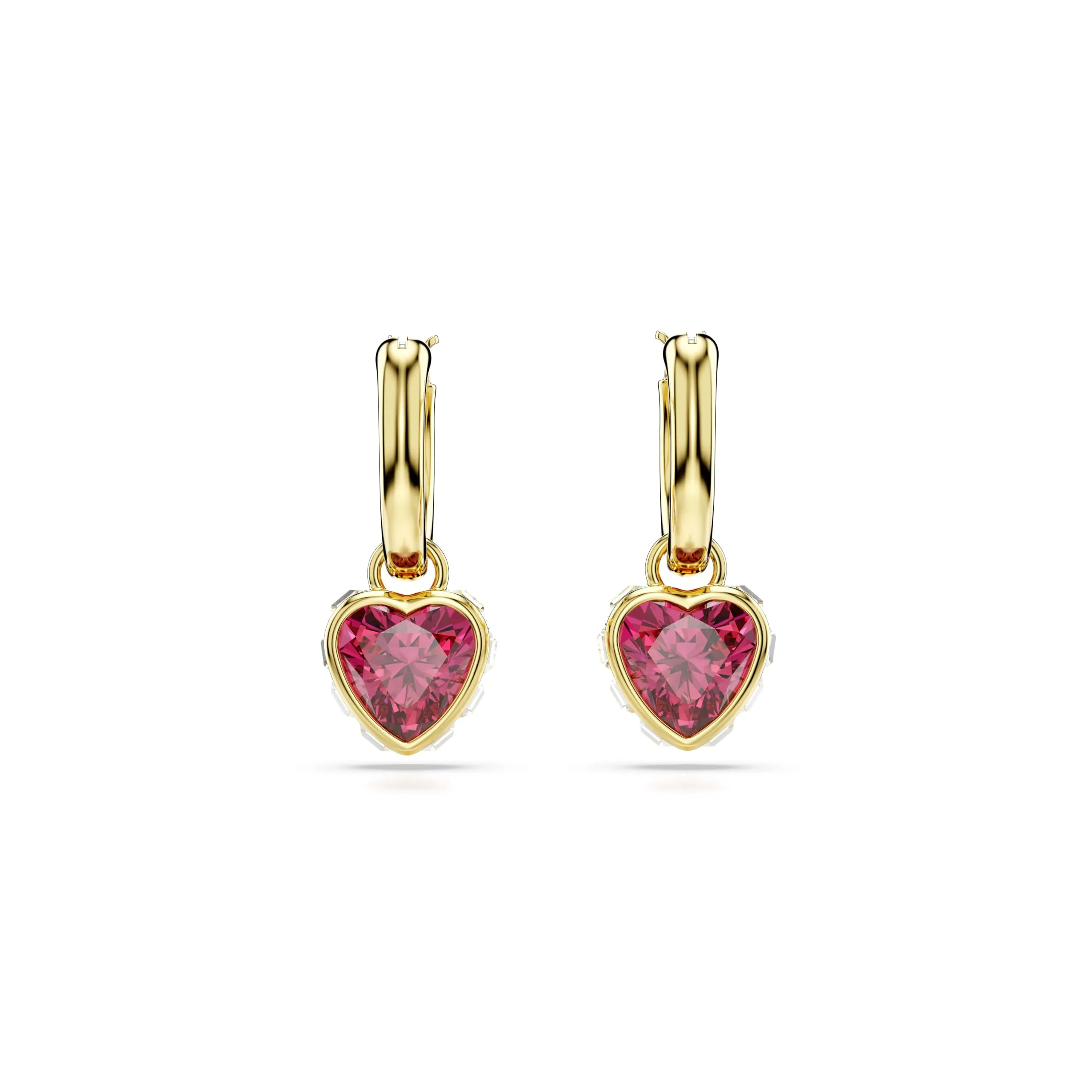 Swarovski Chroma Orecchini pendenti Cuore Rossi Placcato color oro - immagine 2