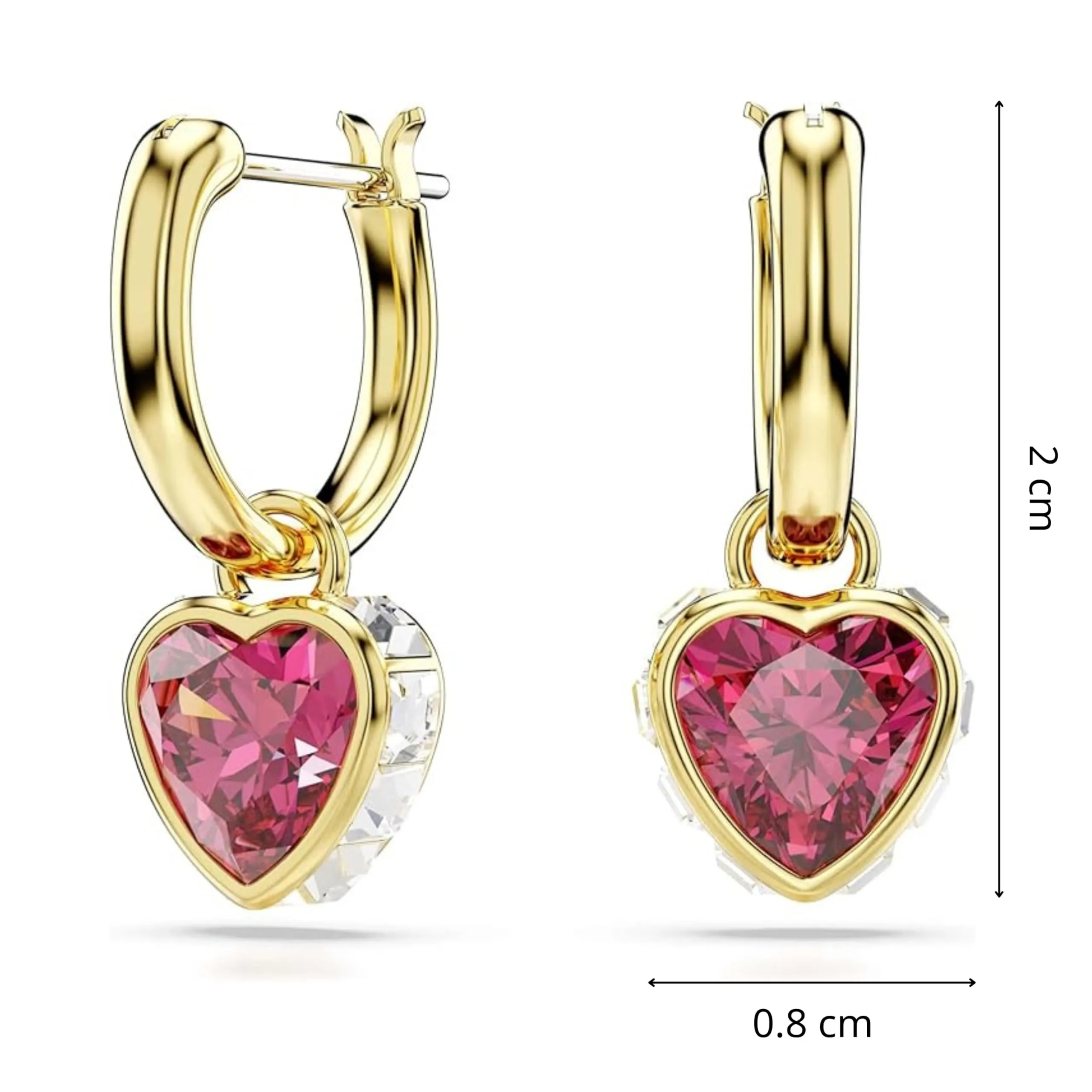 Swarovski Chroma Orecchini pendenti Cuore Rossi Placcato color oro - immagine 7