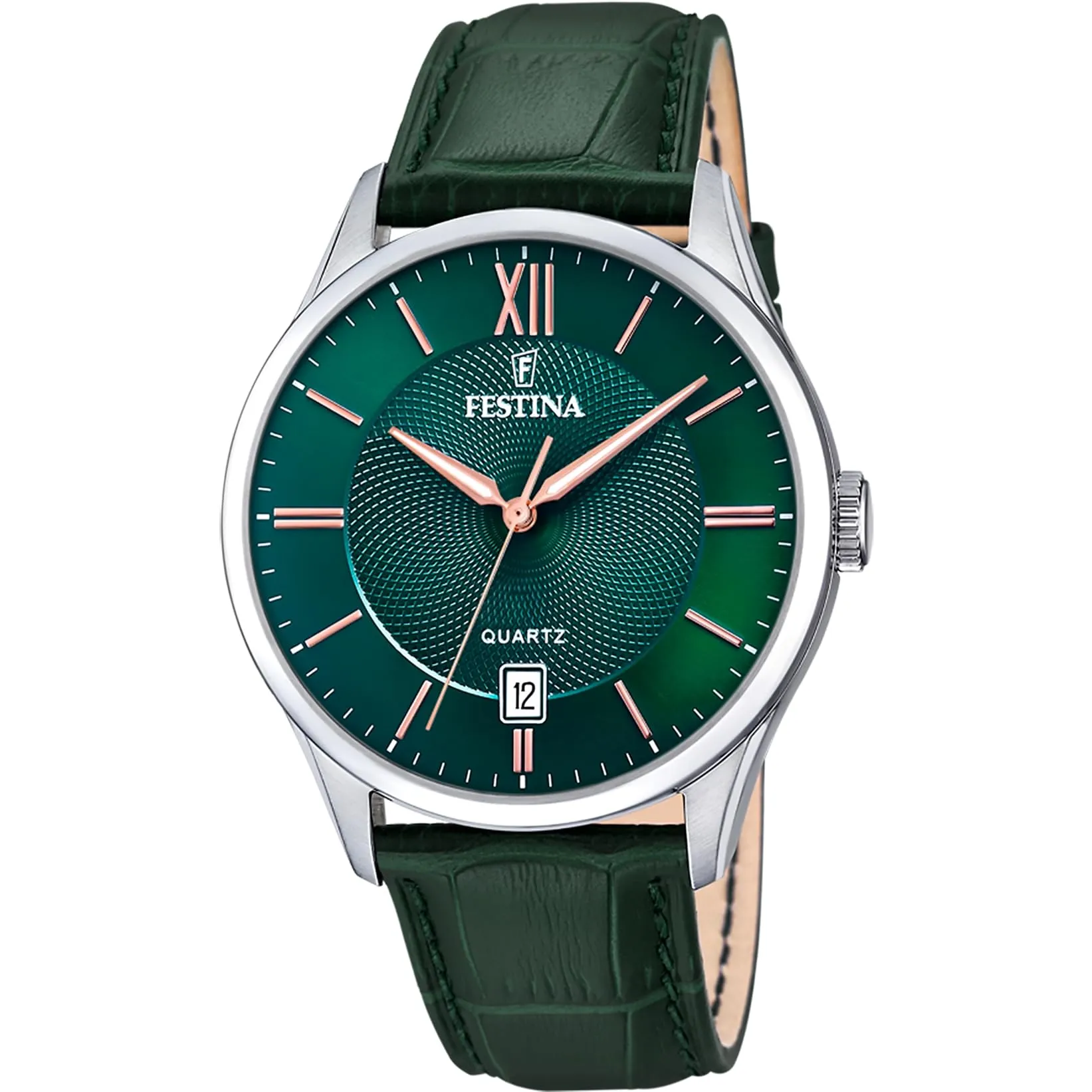 Festina F20426/7 Orologio Uomo Analogico in Acciaio Inossidabile e Pelle Verde - immagine 2