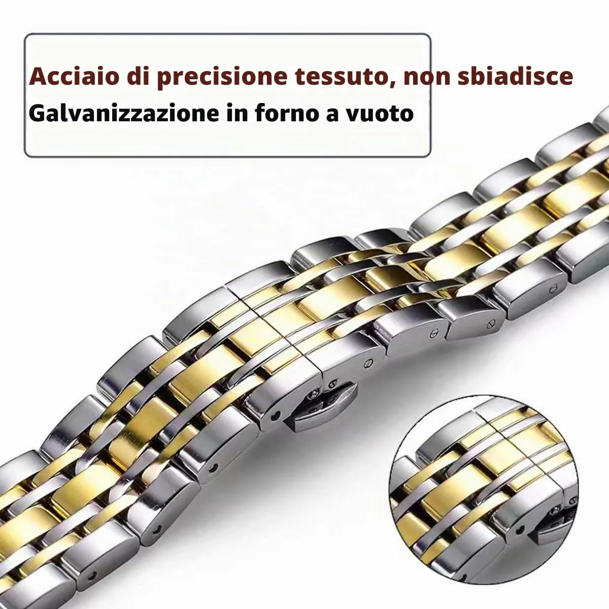 HEYOZURY Cinturino per Orologio in Acciaio Inossidabile 20mm Argento e Oro - immagine 3