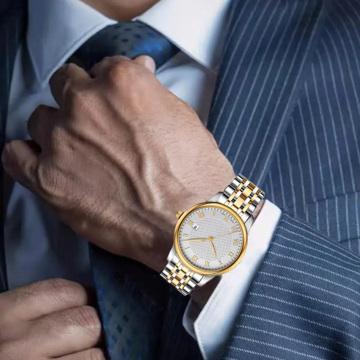 HEYOZURY Cinturino per Orologio in Acciaio Inossidabile 22mm Argento e Oro - immagine 5