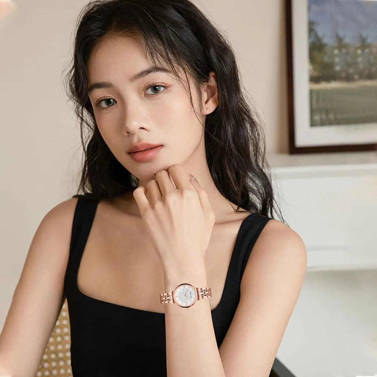HEYOZURY Cinturino per Orologio in Acciaio Inossidabile 19mm Oro Rosa - immagine 4