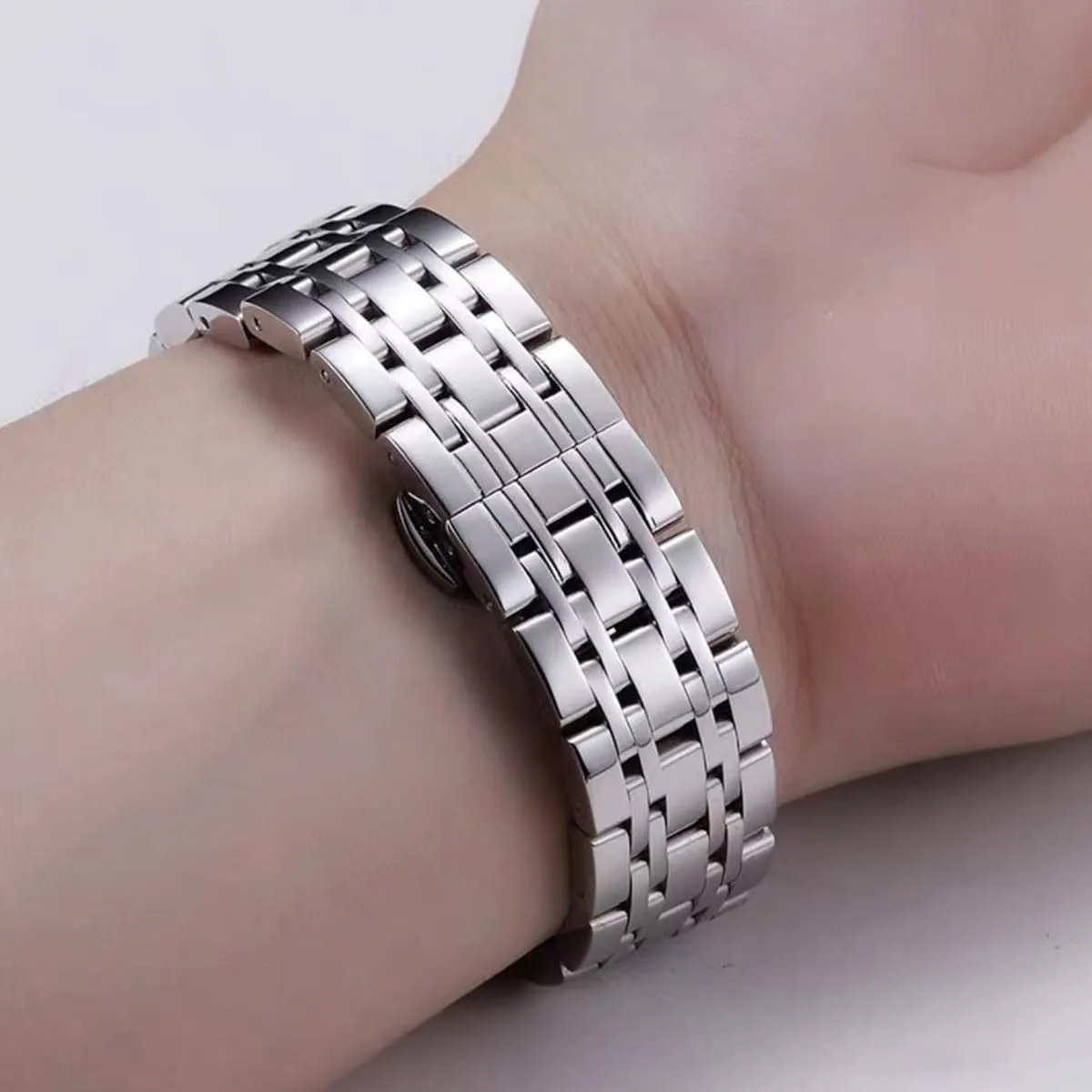 HEYOZURY Cinturino in Acciaio Inossidabile per Orologio 18mm Argento - immagine 9