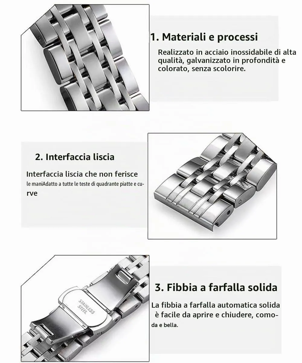 HEYOZURY Cinturino per Orologio in Acciaio Inossidabile 20mm Argento - immagine 2