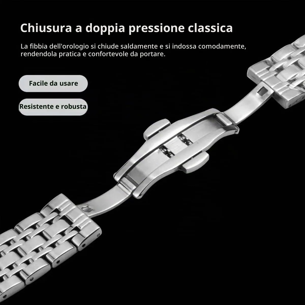 HEYOZURY Cinturino per Orologio in Acciaio Inossidabile 20mm Argento - immagine 3