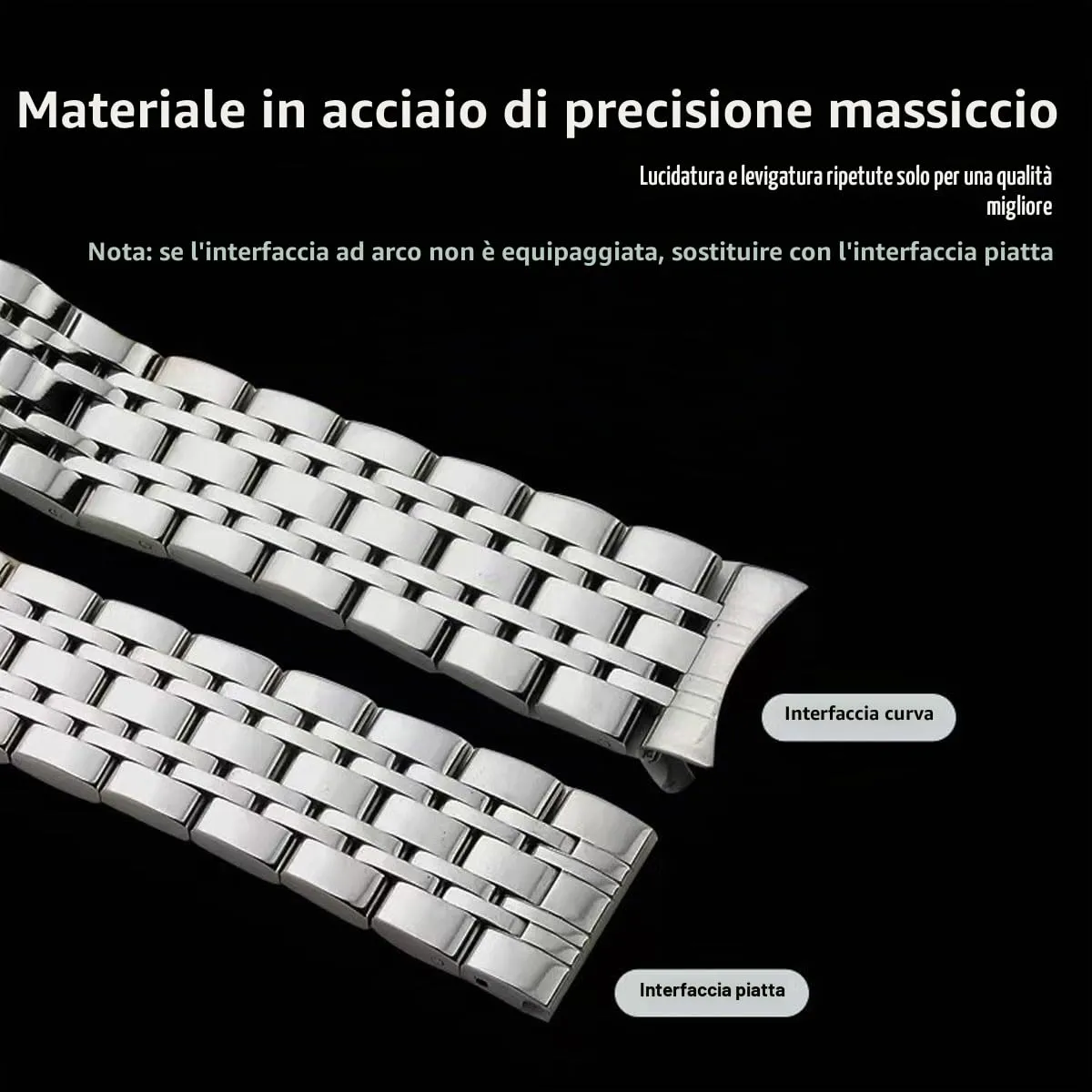 HEYOZURY Cinturino per Orologio in Acciaio Inossidabile 22mm Argento - immagine 3