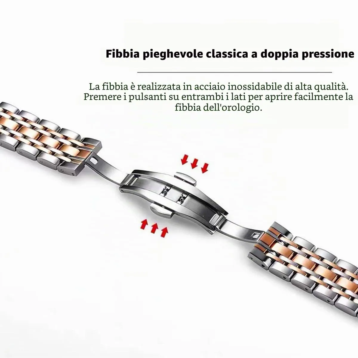 HEYOZURY Cinturino per Orologio in Acciaio Inossidabile 22mm Oro Rosa - immagine 4