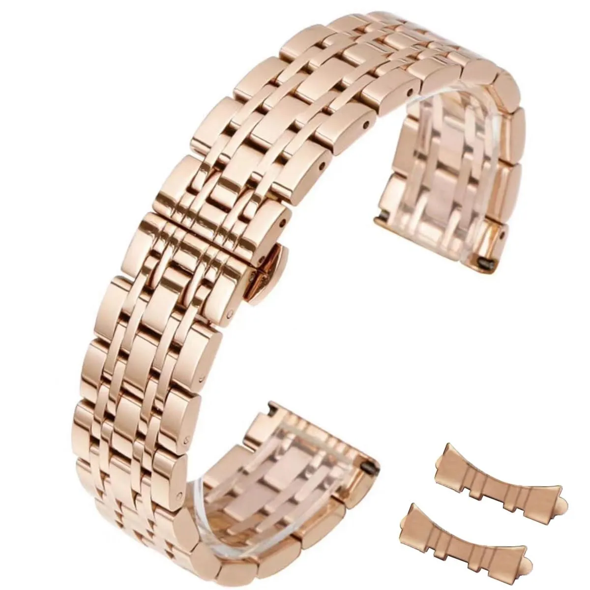 HEYOZURY Cinturino per Orologio in Acciaio Inossidabile 16mm Oro Rosa - immagine 1