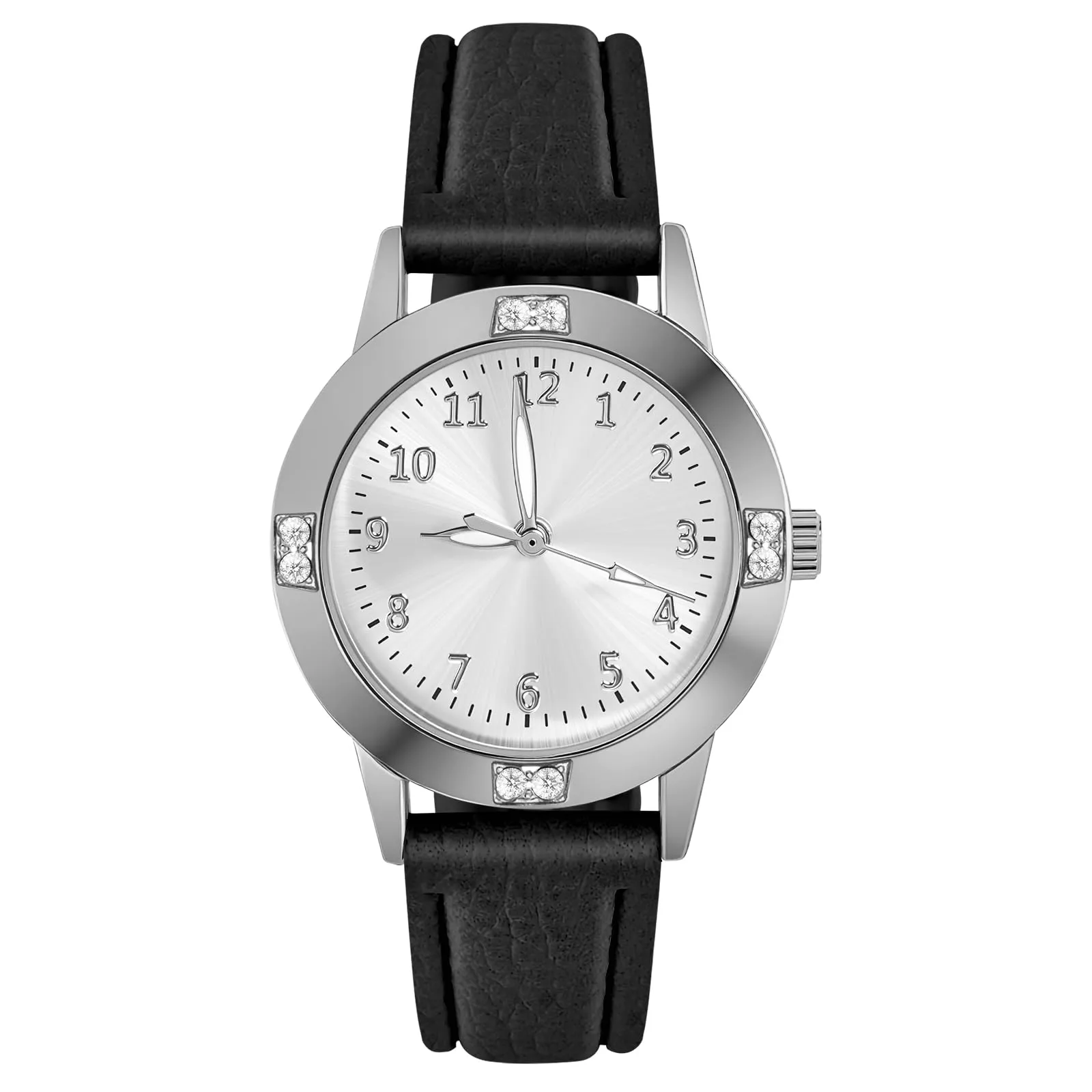 AOOSU Orologio da Donna in Pelle con Diamanti, Quarzo Analogico - immagine 1