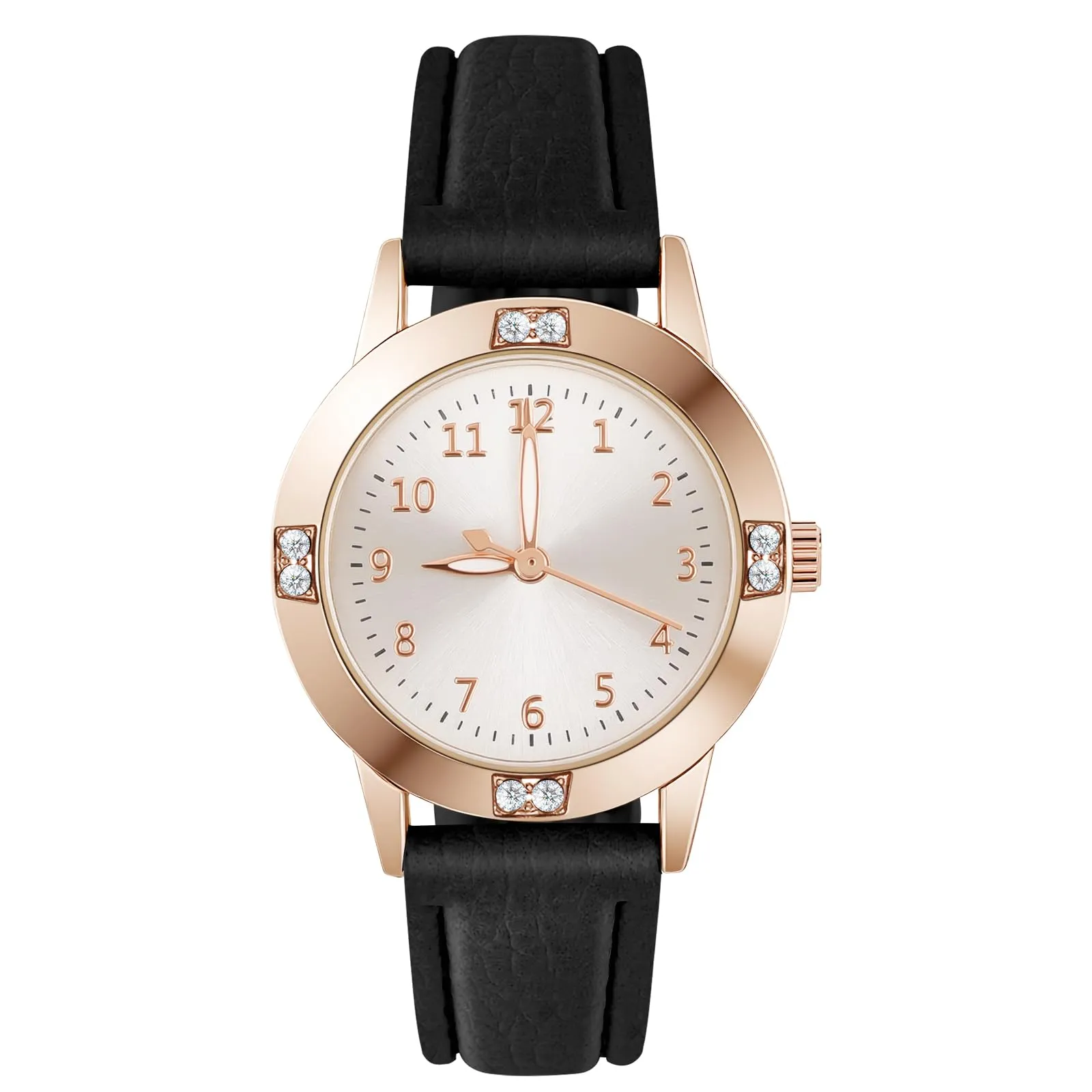 AOOSU Orologio da Donna in Pelle con Diamanti, Quarzo Analogico - immagine 1