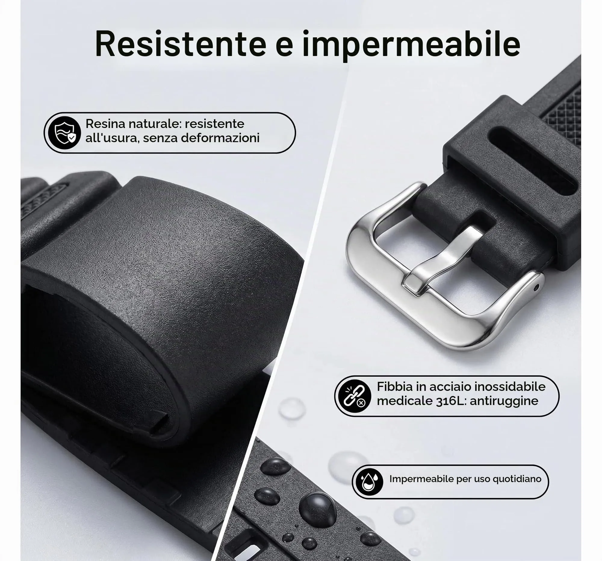 Panlouting Cinturino Orologio 18mm in Resina per Casio AE-1000W AE-1200 AE-1300 AEQ-110W AQ-S800W MRW-200H SGW-300H SGW-400H W-216H W-218H - immagine 3