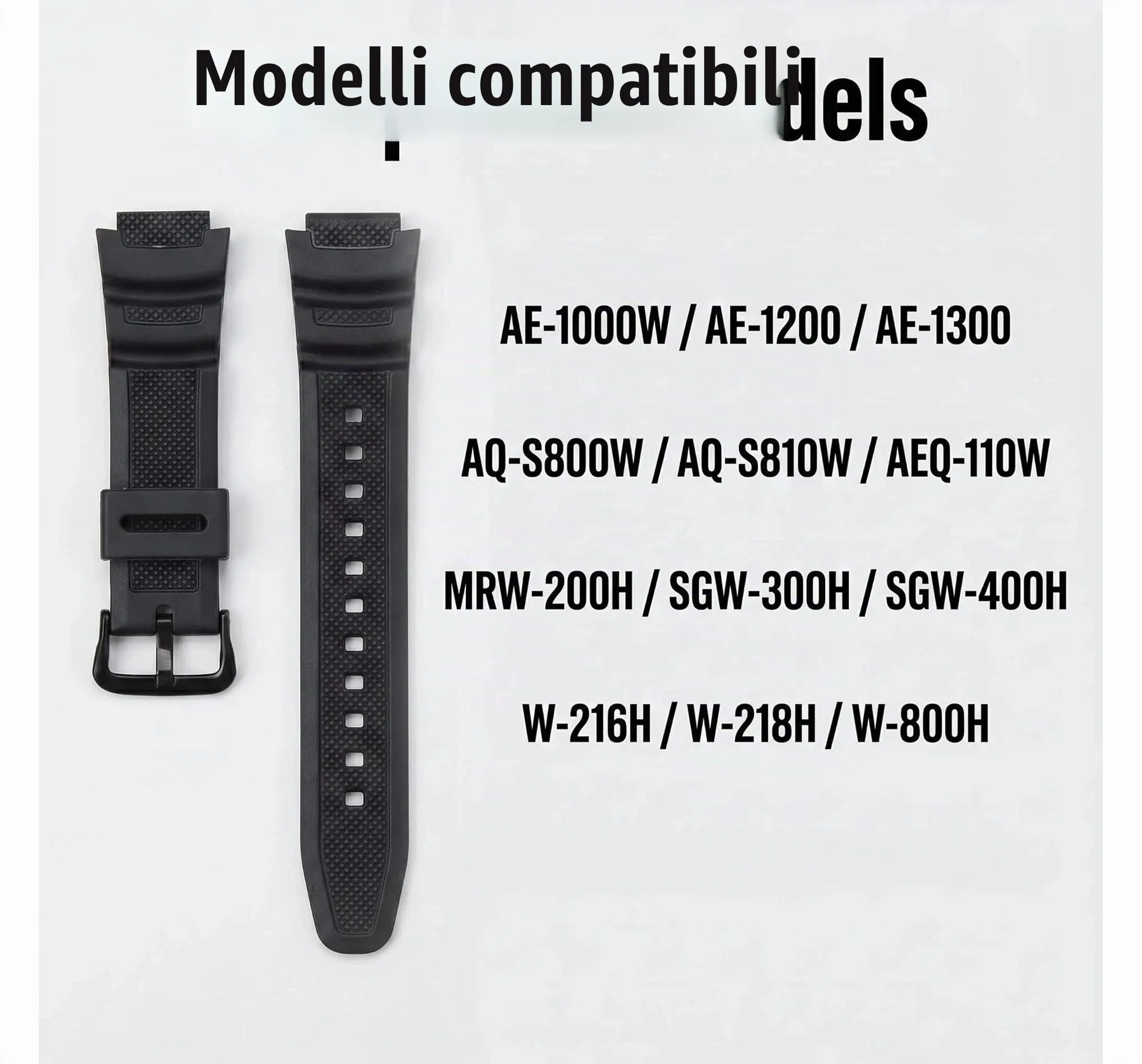 Panlouting Cinturino Orologio 18mm in Resina per Casio AE-1000W AE-1200 AE-1300 AEQ-110W AQ-S800W MRW-200H SGW-300H SGW-400H W-216H W-218H - immagine 4