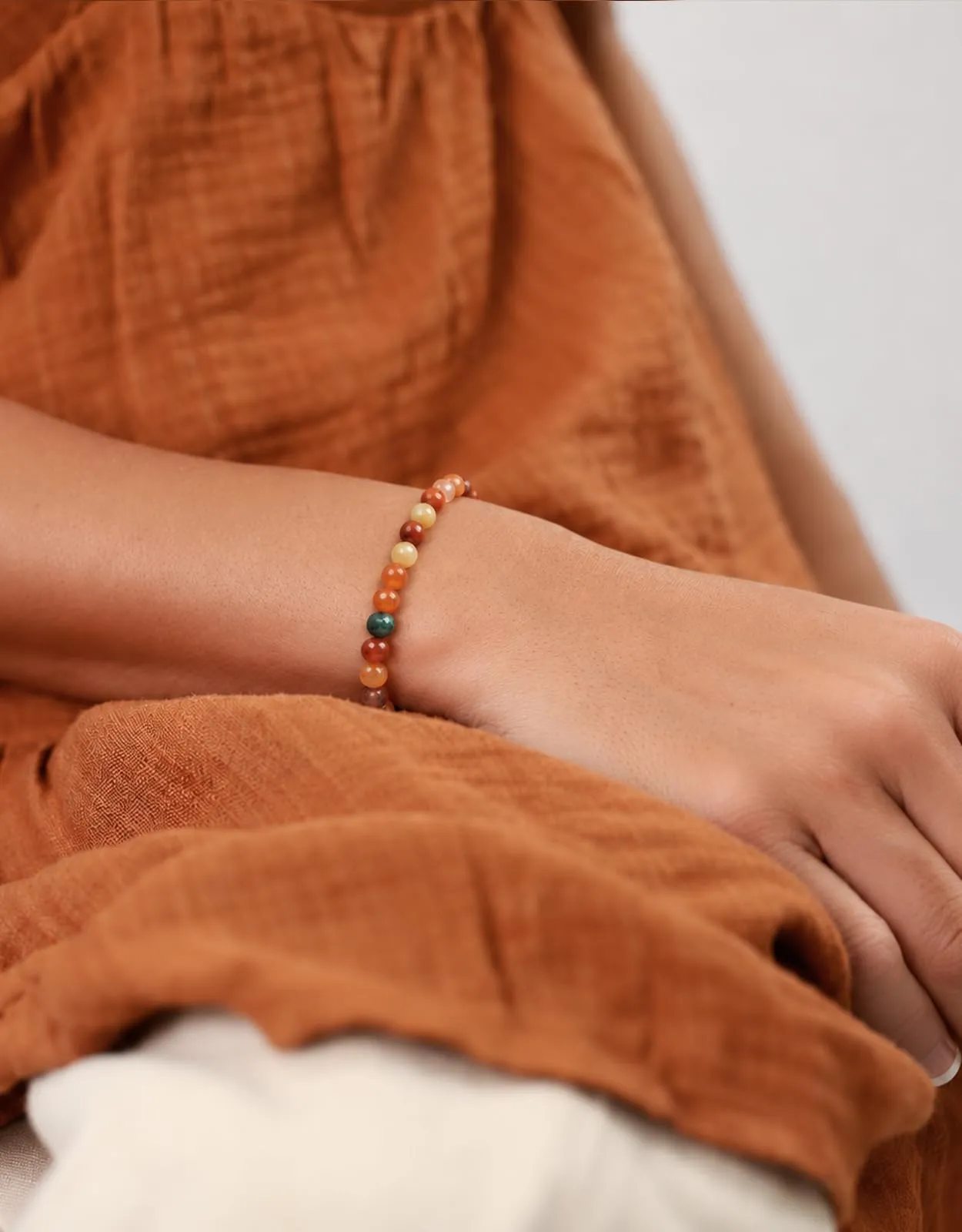 Landorilo Bracciale in Pietra Naturale 6 mm, Agata Colorata - immagine 2