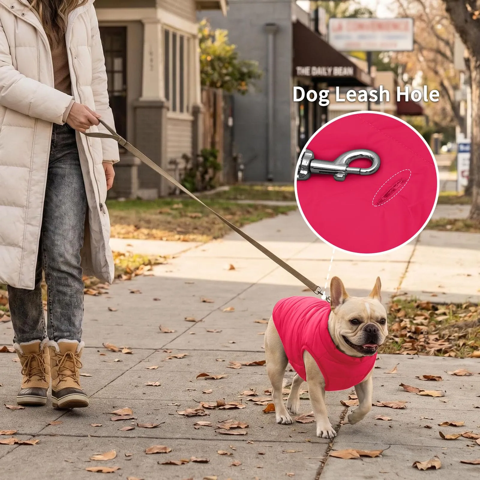 JoyDaog Giacca per cani a 2 strati foderata in pile antivento, Rosa, XL - immagine 8