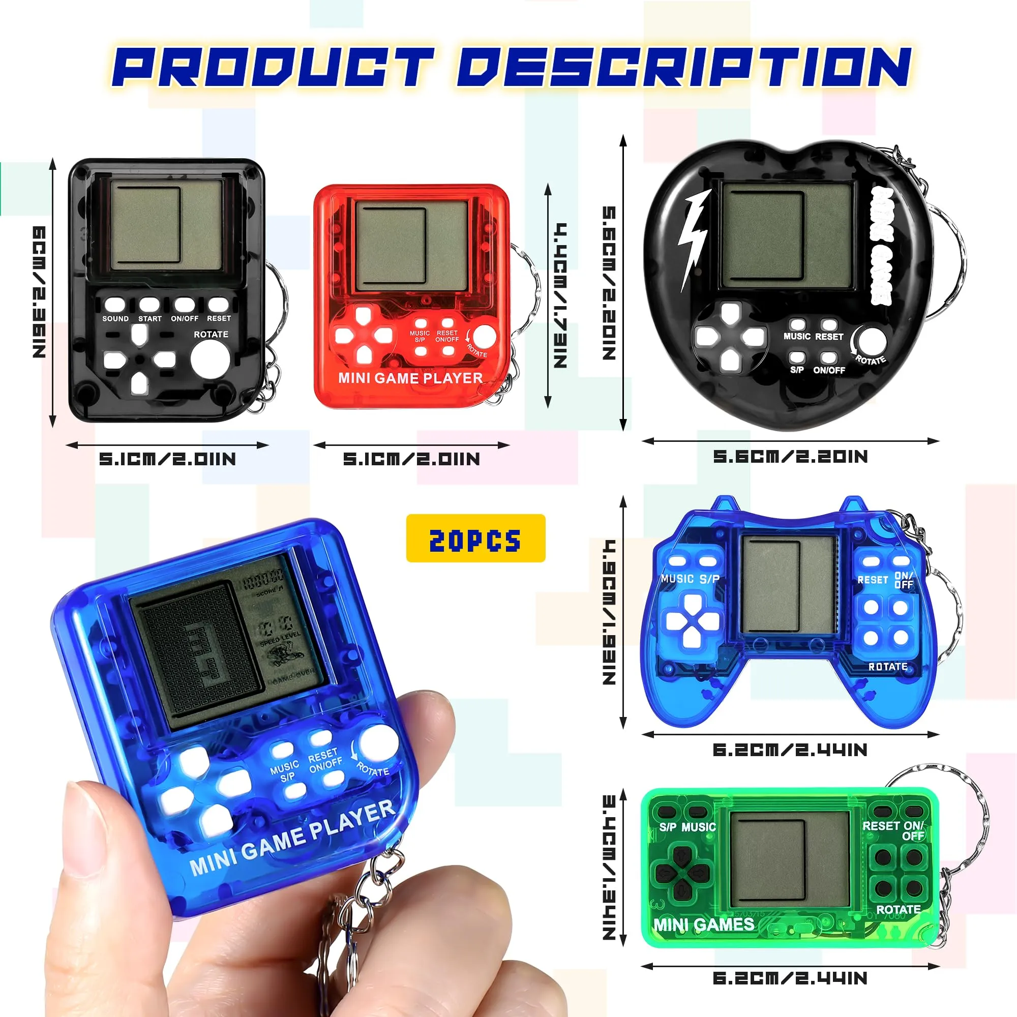 Starvortex 20 Portachiavi Mini Console con Gioco di Mattoni - immagine 2
