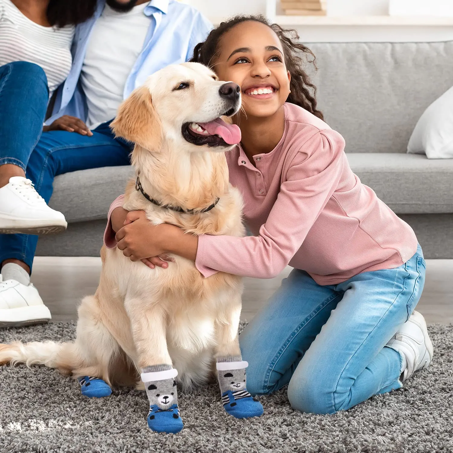 PETLOFT Calzini Antiscivolo per Cane, 4 Pezzi, Grigio, 2XL - immagine 6