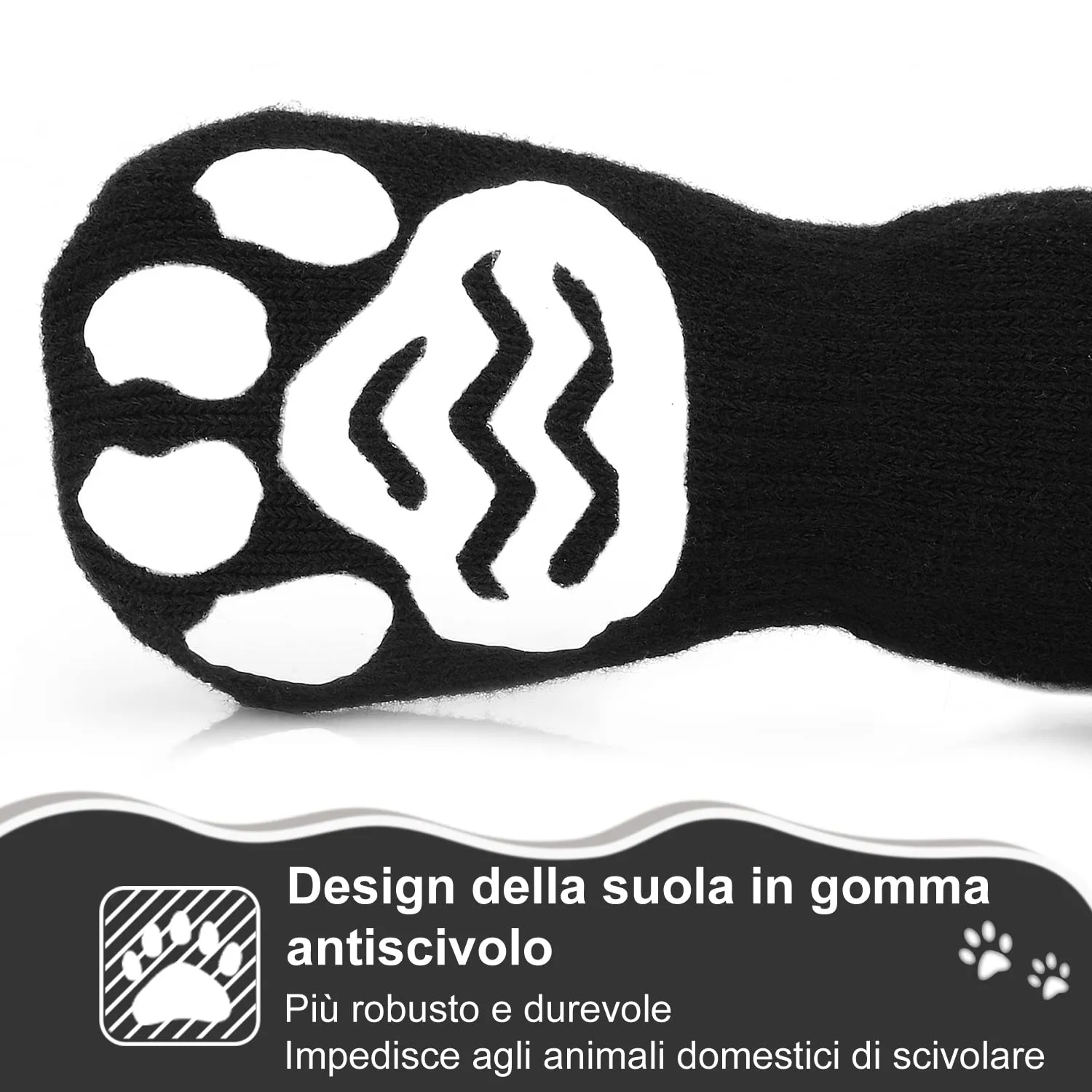 PETLOFT Calzini Antiscivolo per Cane, 4 Pezzi, Nero, S - immagine 5