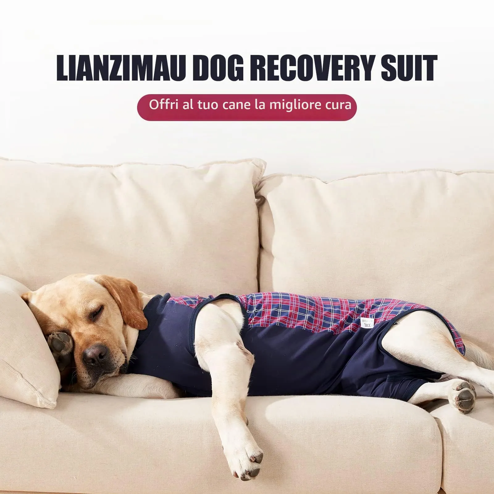 LIANZIMAU Tuta Recupero Post-Operatoria per Cani e Animali Domestici, Alternativa a Cono e Colletto per Ferite Addominali e Protezione Pelle, Blu Navy, Medium - immagine 4