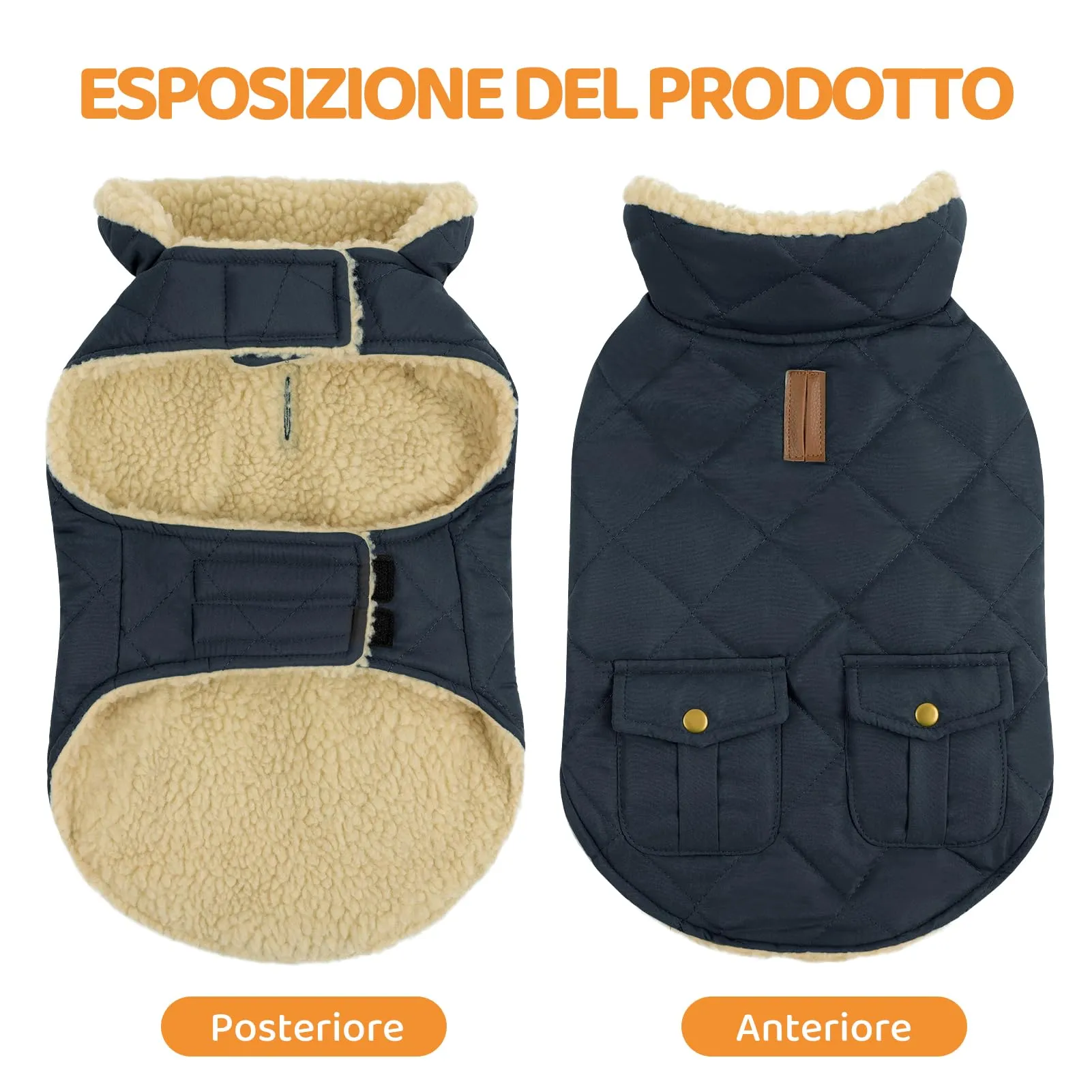 Queenmore Cappotto Cane Impermeabile Caldo per Cani di Piccola e Media Taglia, XS, Blu - immagine 4