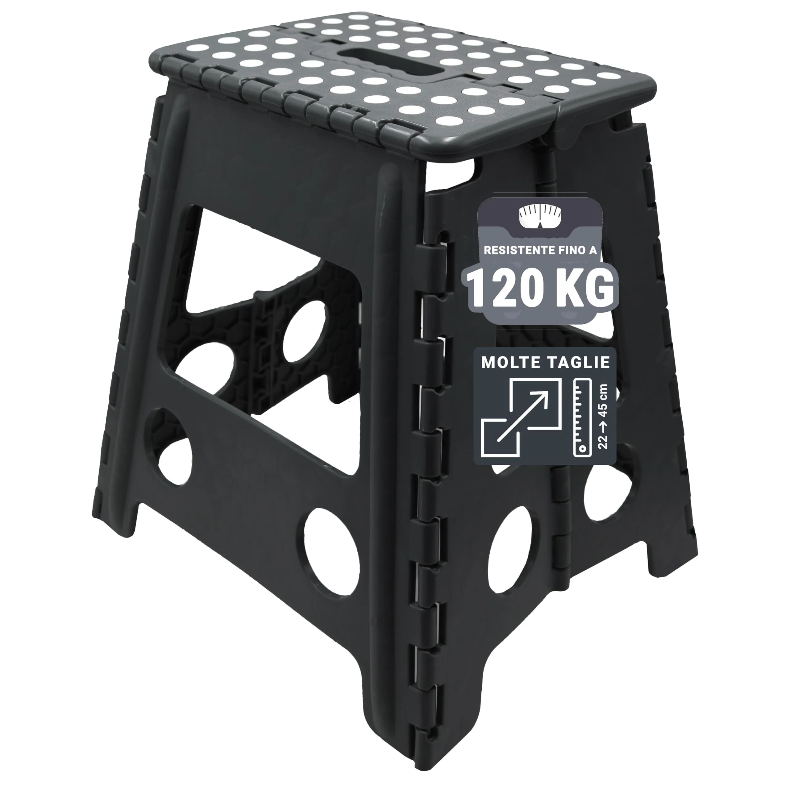 ZOLLNER Sgabello Pieghevole, Altezza 39 cm, Nero - immagine 1