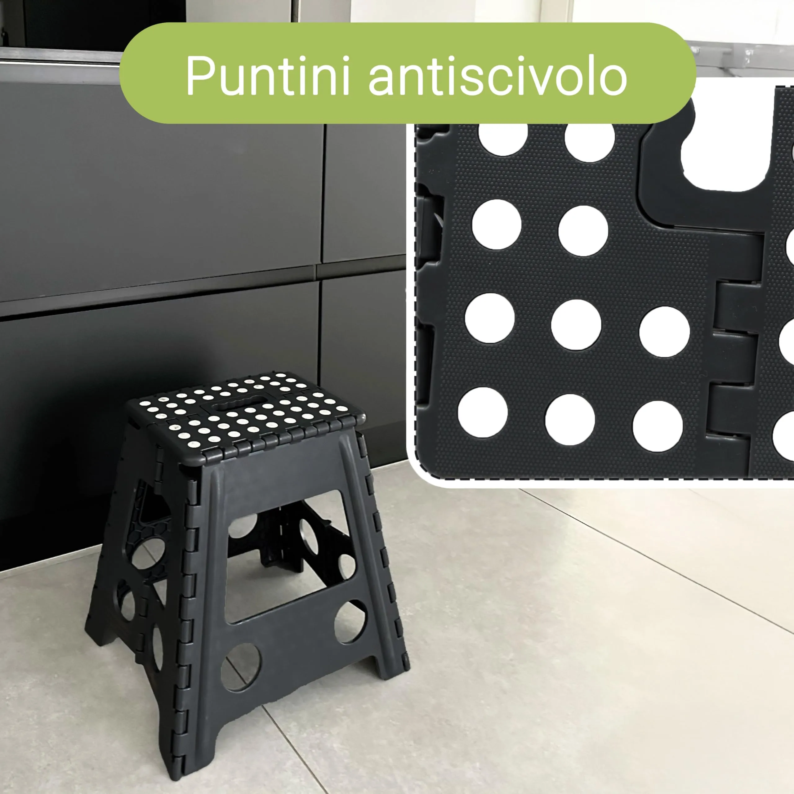ZOLLNER Sgabello Pieghevole, Altezza 39 cm, Nero - immagine 4