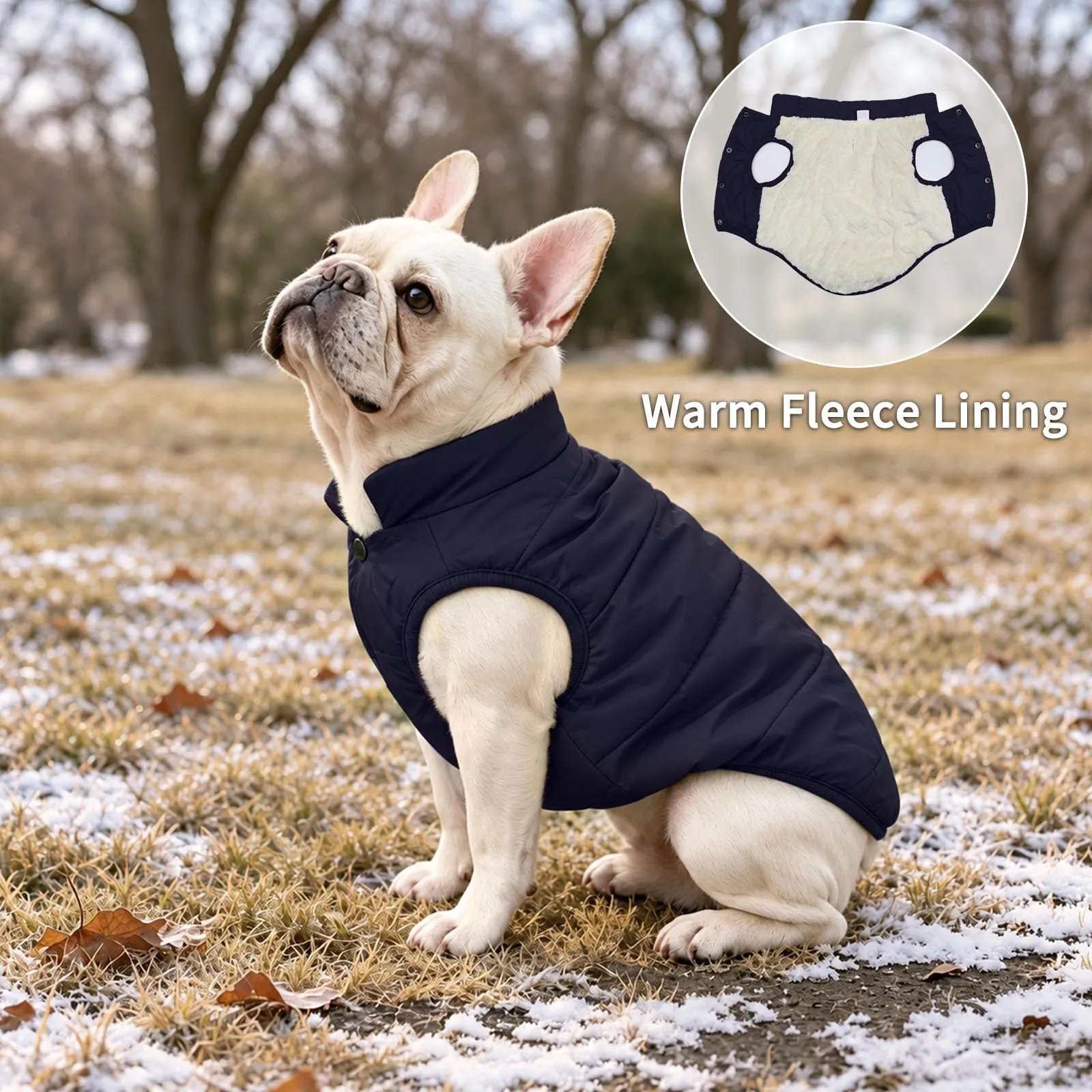 JoyDaog Giacca per cani a 2 strati foderata in pile antivento, Blu, XL - immagine 3