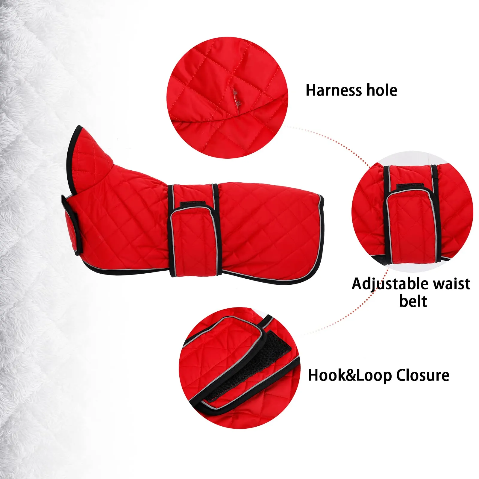 Geyecete Cappotto Invernale Termico Trapuntato per Cane Bassotto con Fodera in Pile, Rosso, L - immagine 3