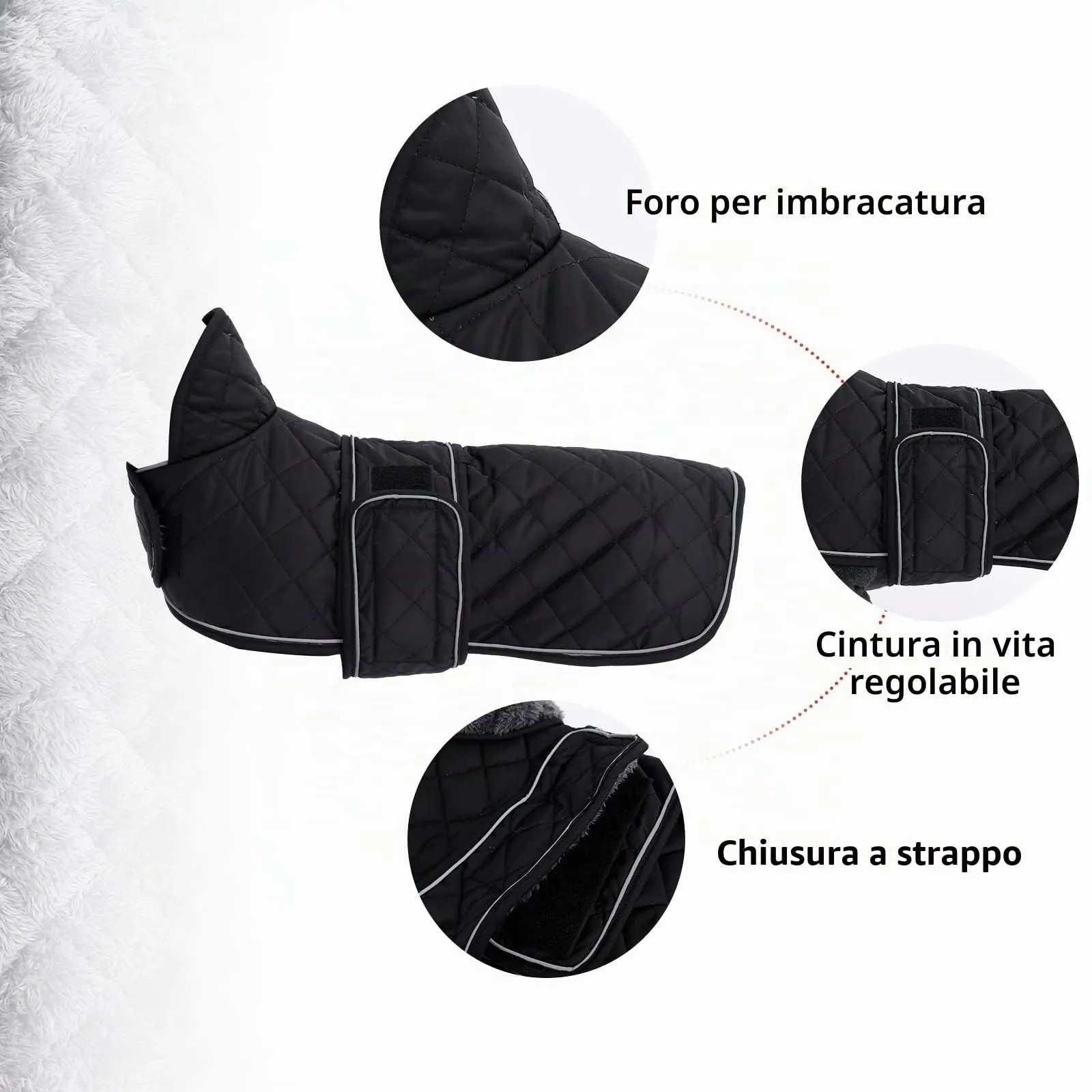 Geyecete Cappotto Invernale Termico Trapuntato per Cane Bassotto con Fodera in Pile, Nero, M - immagine 3