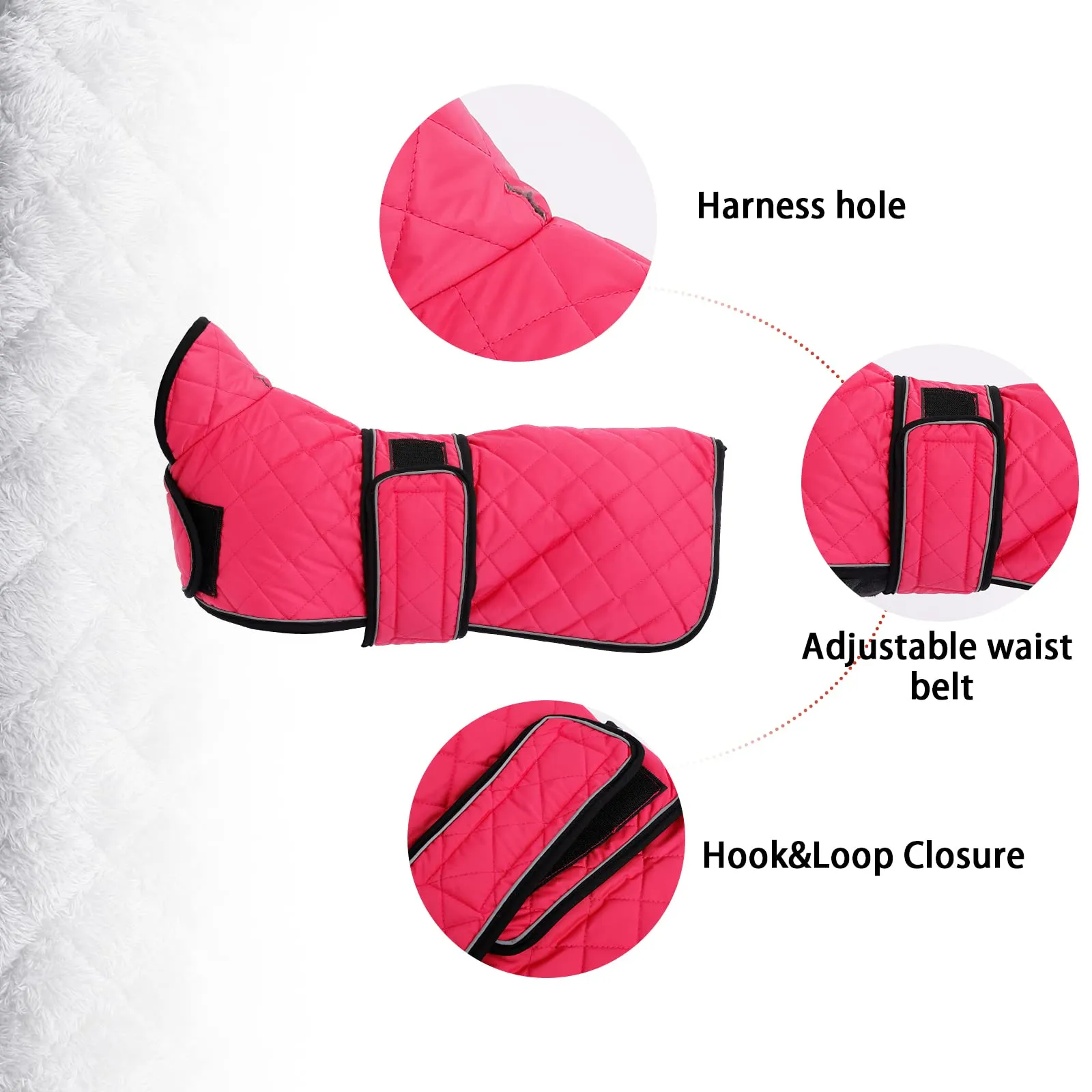 Geyecete Cappotto Invernale Termico Trapuntato per Cane Bassotto con Fodera in Pile, Rosa, M - immagine 3