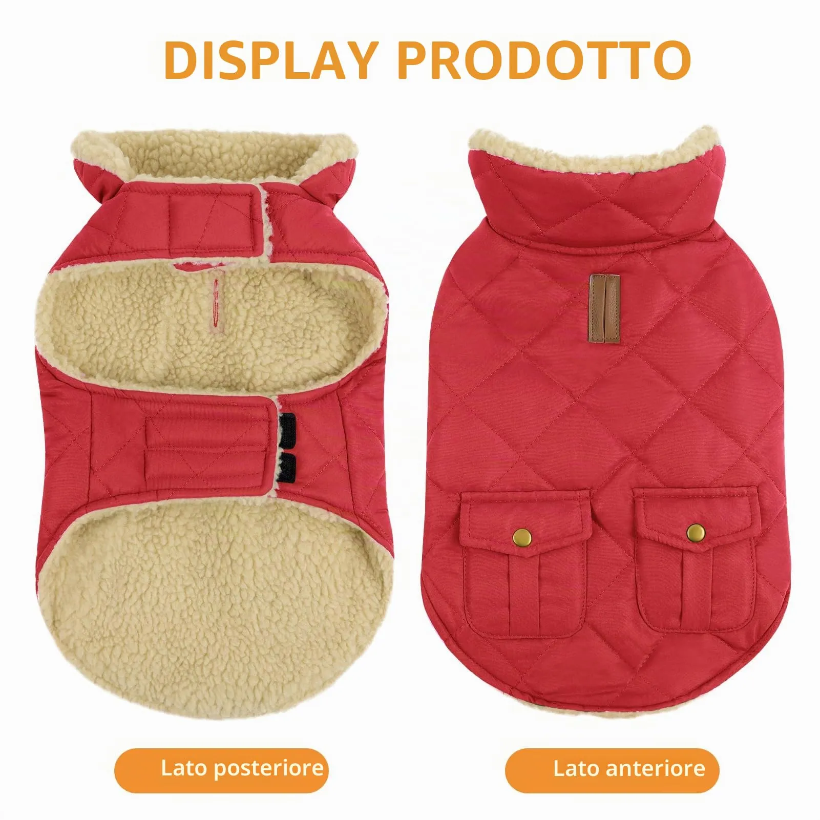 Queenmore Cappotto Impermeabile Caldo per Cani, Rosso, XL - immagine 4