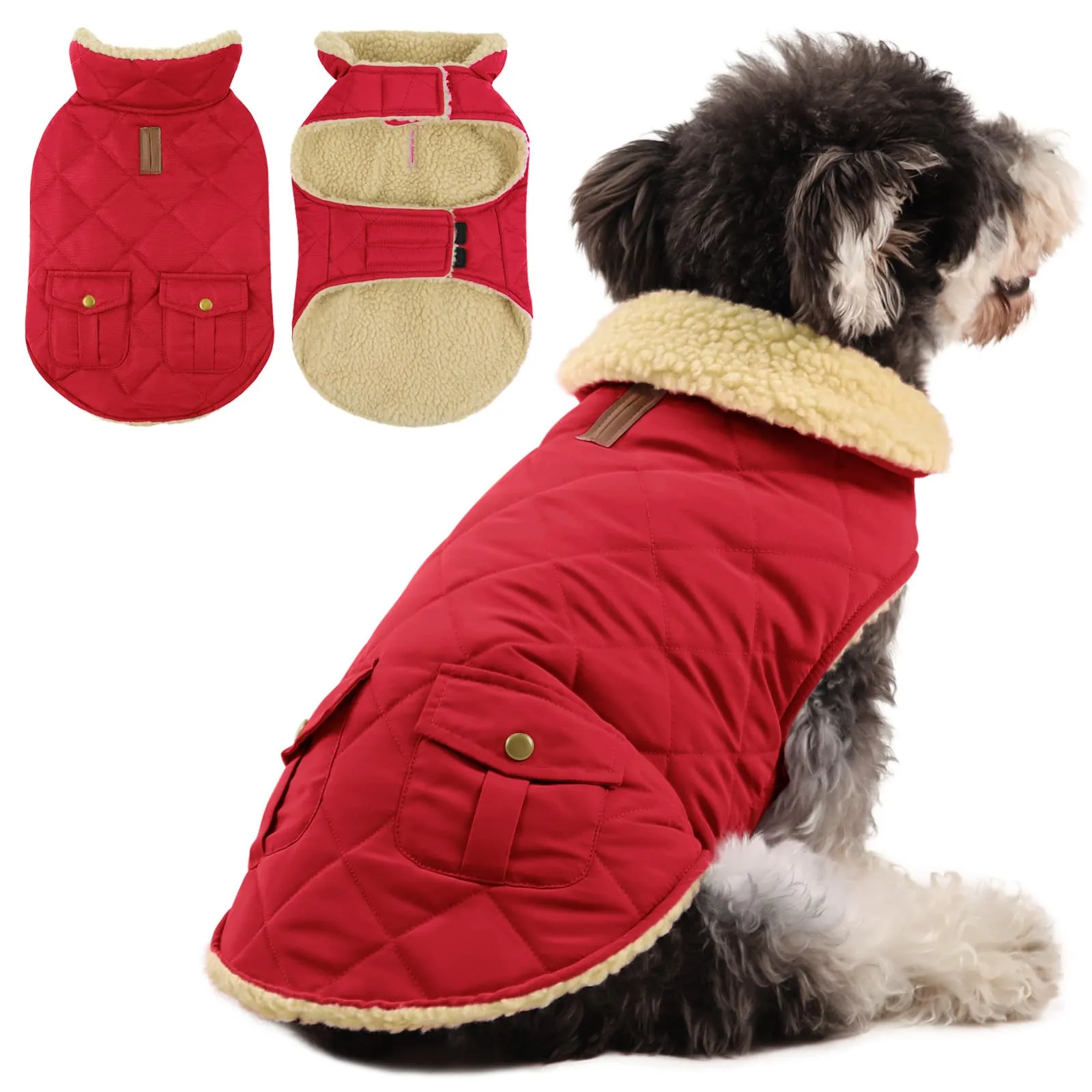 Queenmore Cappotto Caldo Impermeabile per Cane, Taglia XS, Rosso - immagine 1
