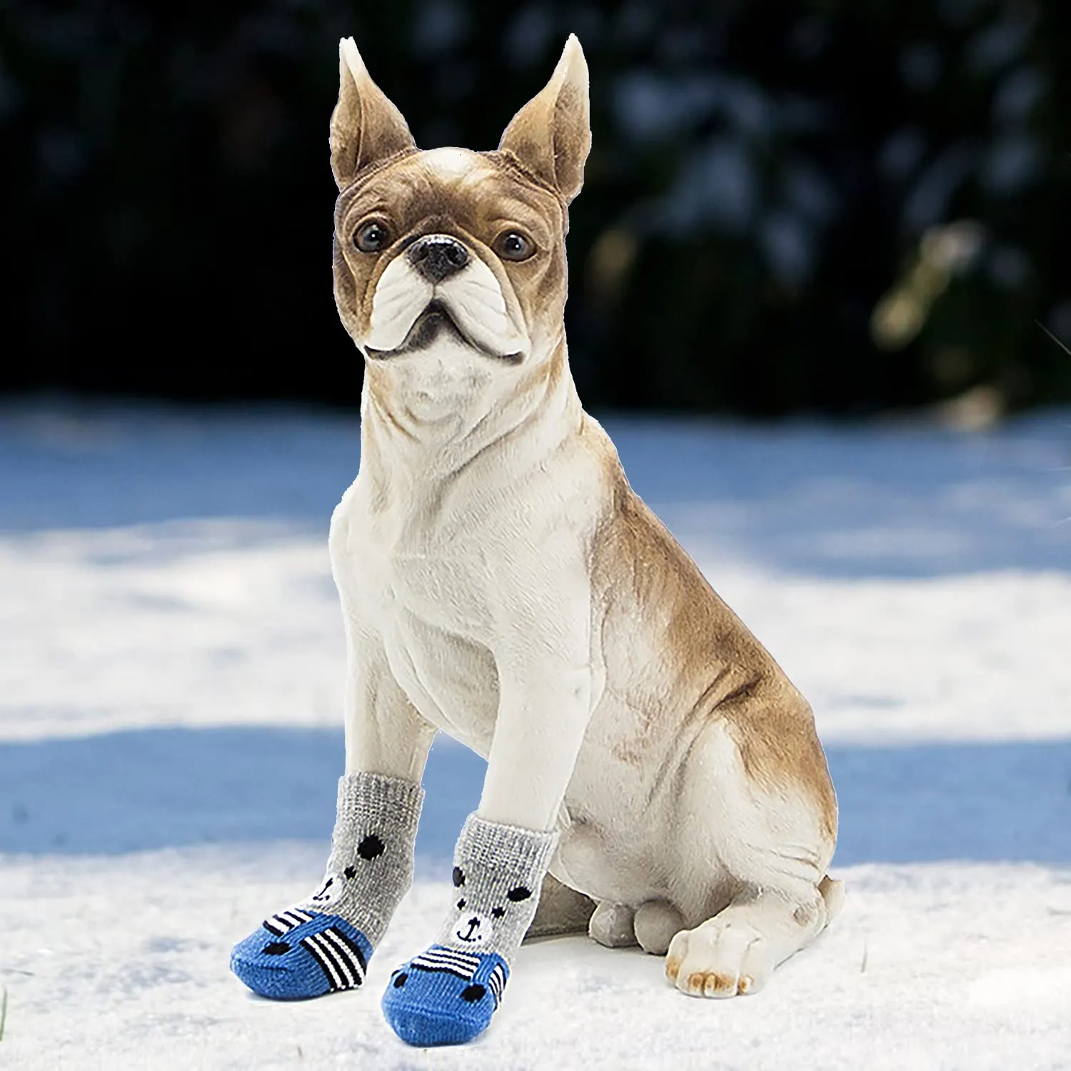PETLOFT Calzini Antiscivolo per Cane, 4 Pezzi, con Cinghie Regolabili, Grigio, L - immagine 7