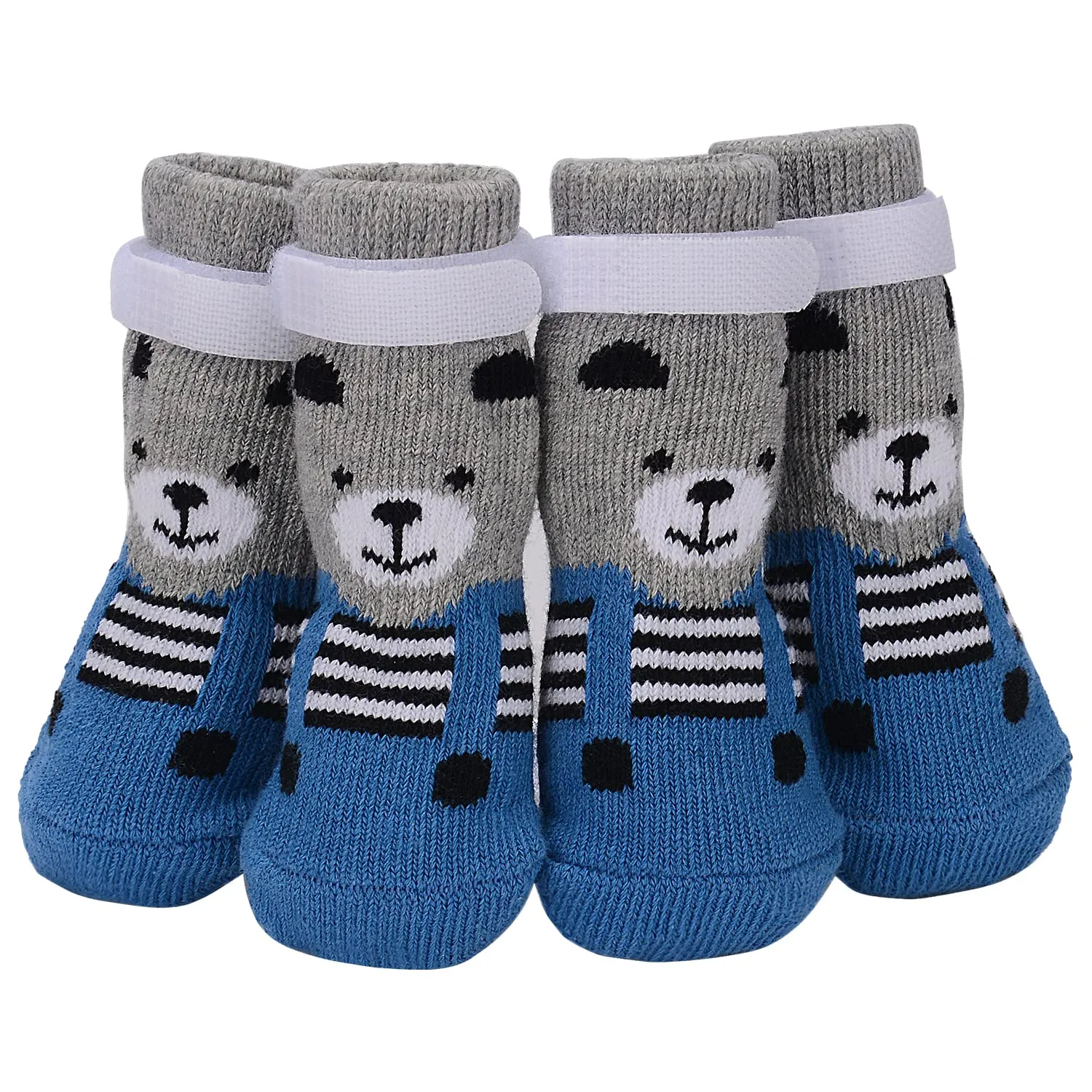 PETLOFT Calzini Antiscivolo per Cani e Gatti, 4 Pezzi, Zampa Grigio, S - immagine 1