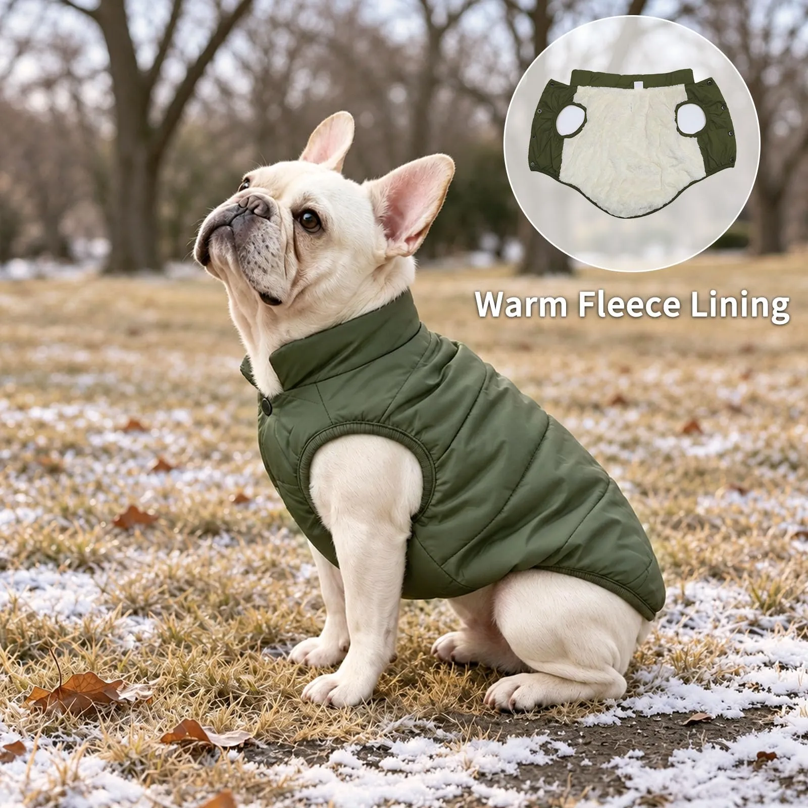 JoyDaog Cappottino per cani foderato in pile, antivento, verde, XXL - immagine 3