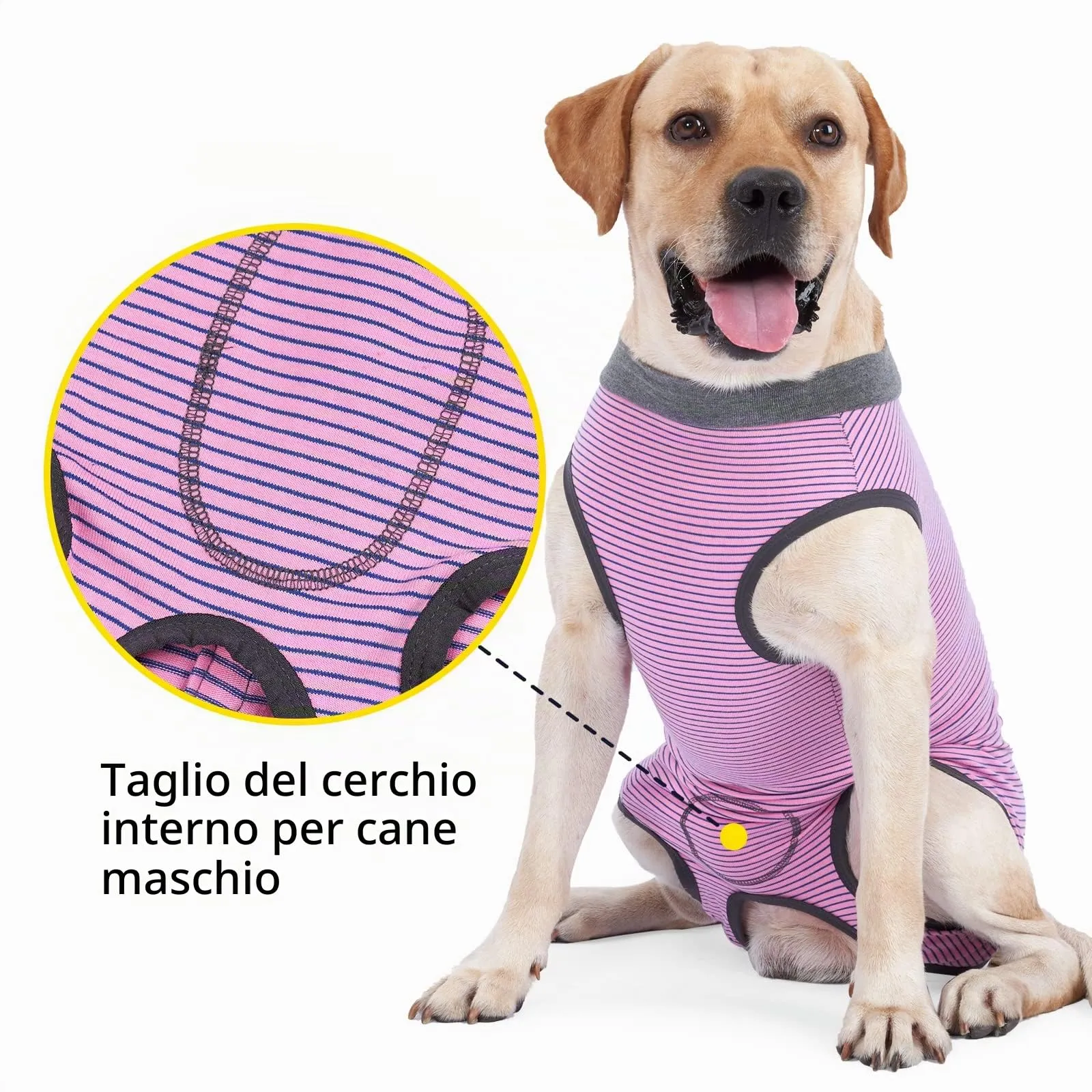 LIANZIMAU Tuta Recupero Post-Operatoria per Cani, Protezione Ferite Addominali e Pelle, Alternativa a Cono e Colletto, X-Large, Rosa T, A righe - immagine 2