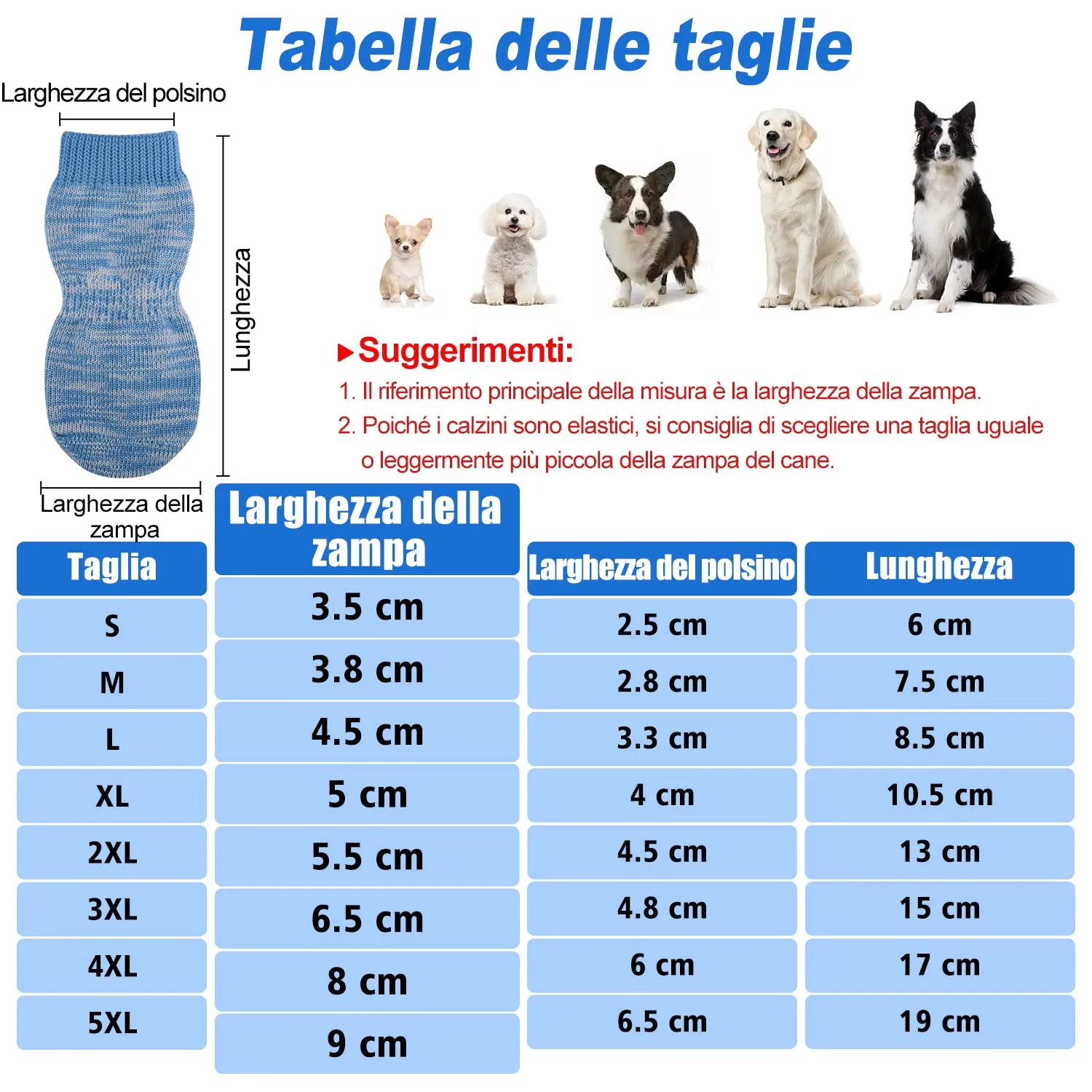 PETLOFT Calzini Antiscivolo per Cane con Cinghie Regolabili, 4 Pezzi (Blu Chiaro, 3XL) - immagine 2