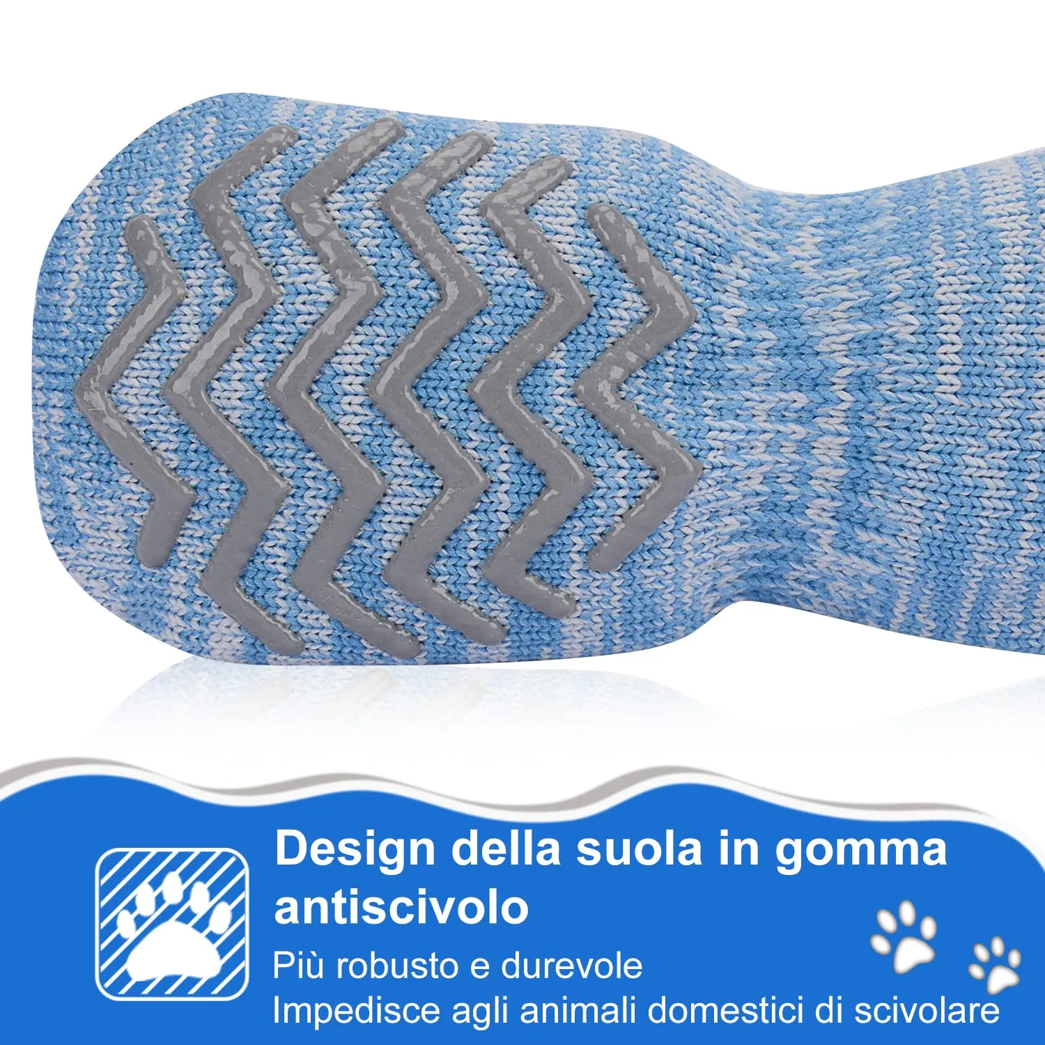 PETLOFT Calzini Antiscivolo per Cane con Cinghie Regolabili, 4 Pezzi (Blu Chiaro, 3XL) - immagine 4