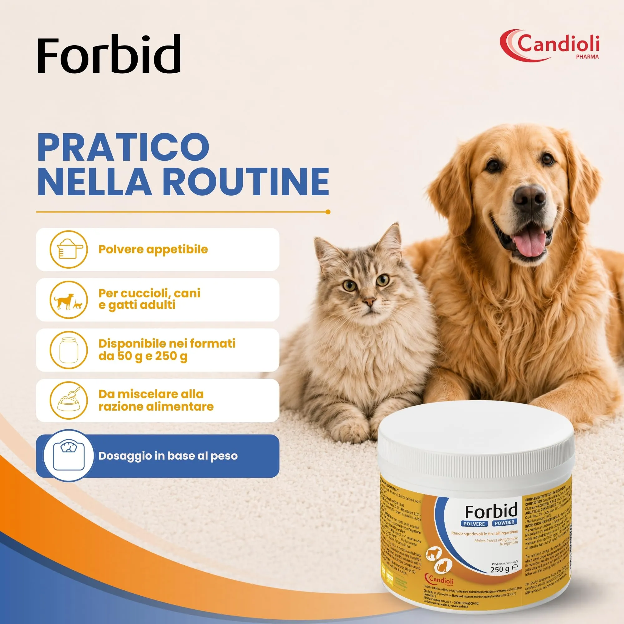 Candioli Forbid Integratore Alimentare per Cani e Gatti Polvere 250 g - immagine 4