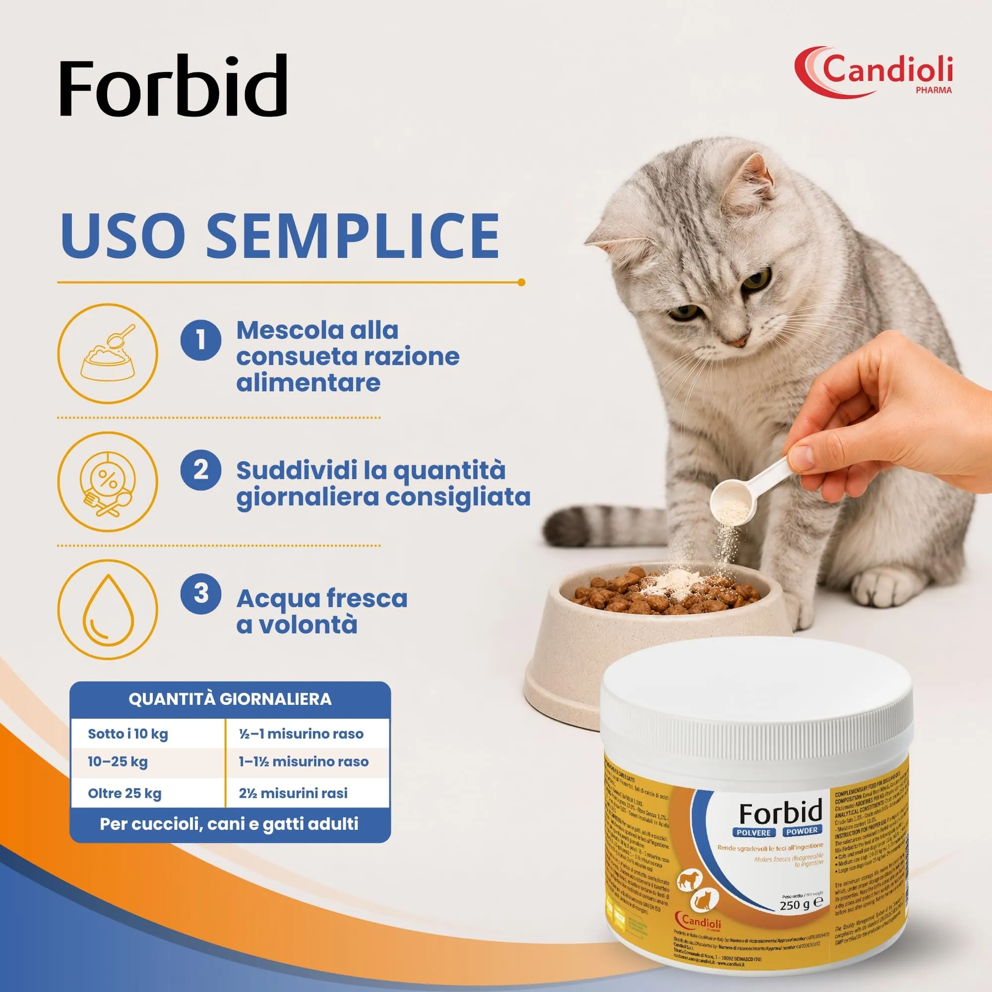 Candioli Forbid Integratore Alimentare per Cani e Gatti Polvere 250 g - immagine 5