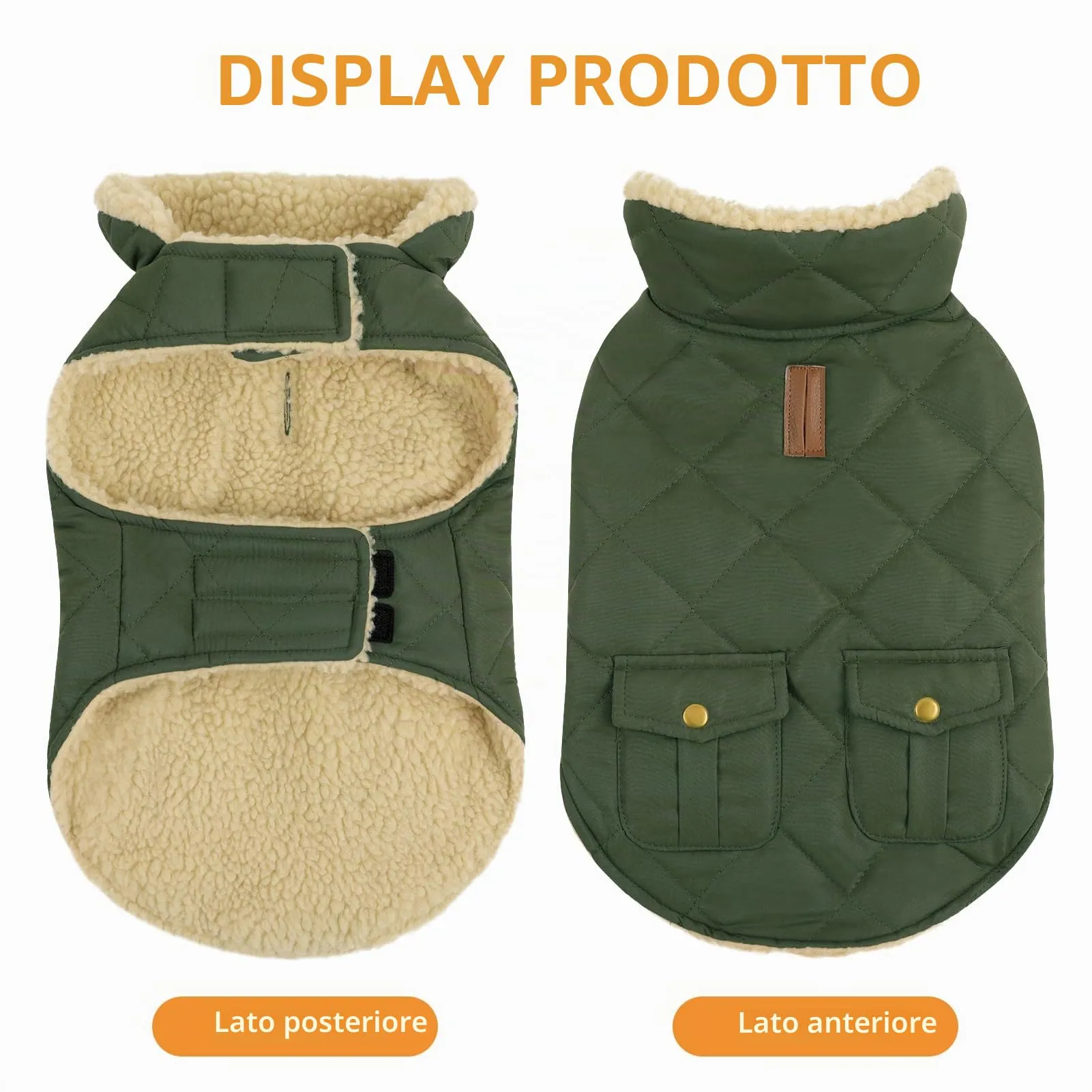 Queenmore Cappotto Cane Impermeabile Caldo, Verde, XL - immagine 4