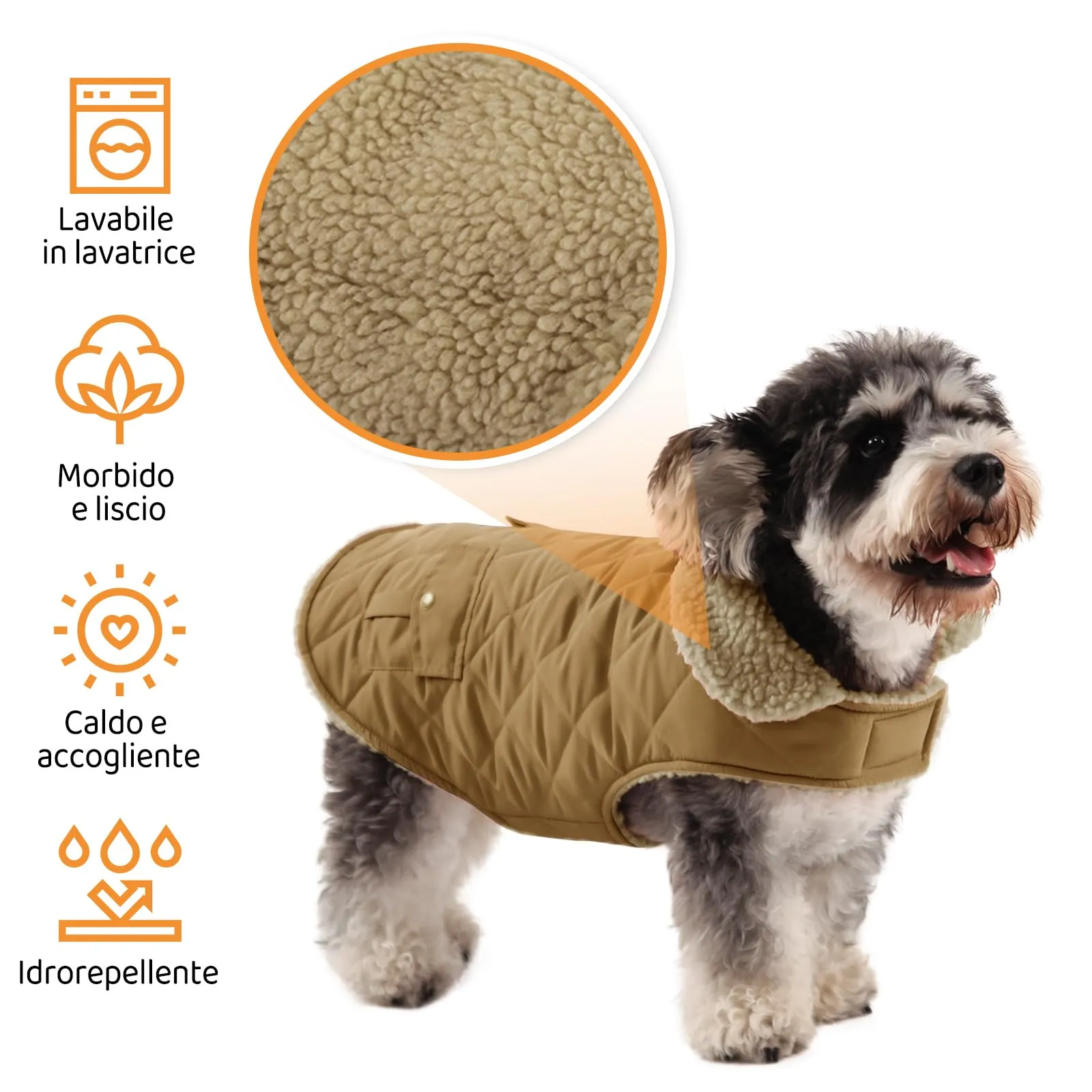 Queenmore Giacca Invernale Trapuntata per Cani, Marrone, Taglia S - immagine 3
